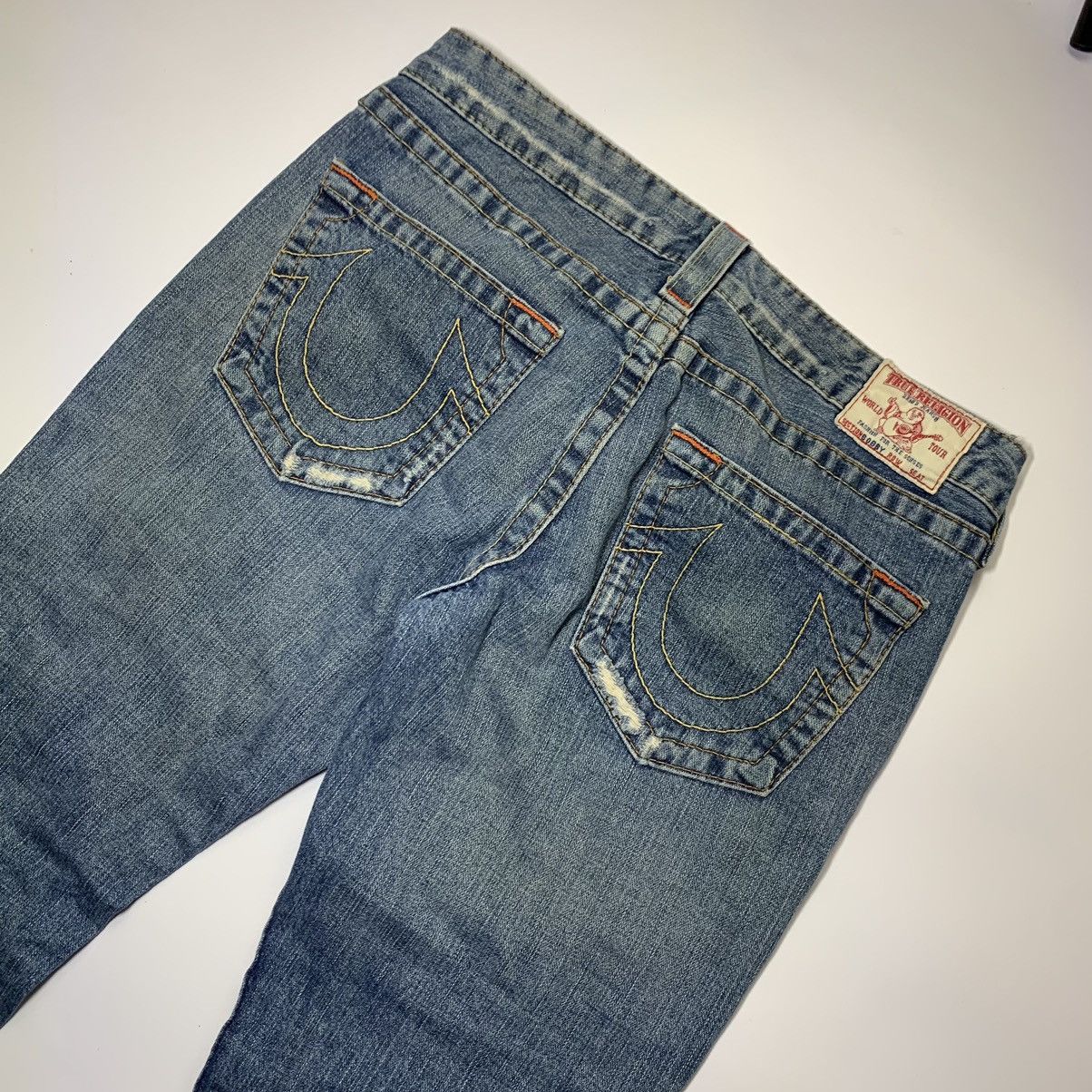 Other TRUE RELIGION FLARE DISTRESSED DENIM JEAN PANT Size US 30 / EU 46 - 3 Thumbnail