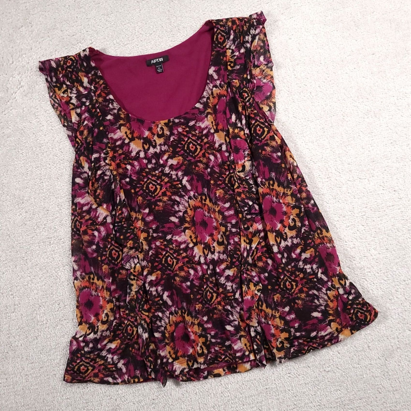 Apt. 9 Apt 9 Shirt Womens PL Petite Multicolored Print Sleeveless Tank Lined Boho Size L / US 10 / IT 46 - 2 Thumbnail