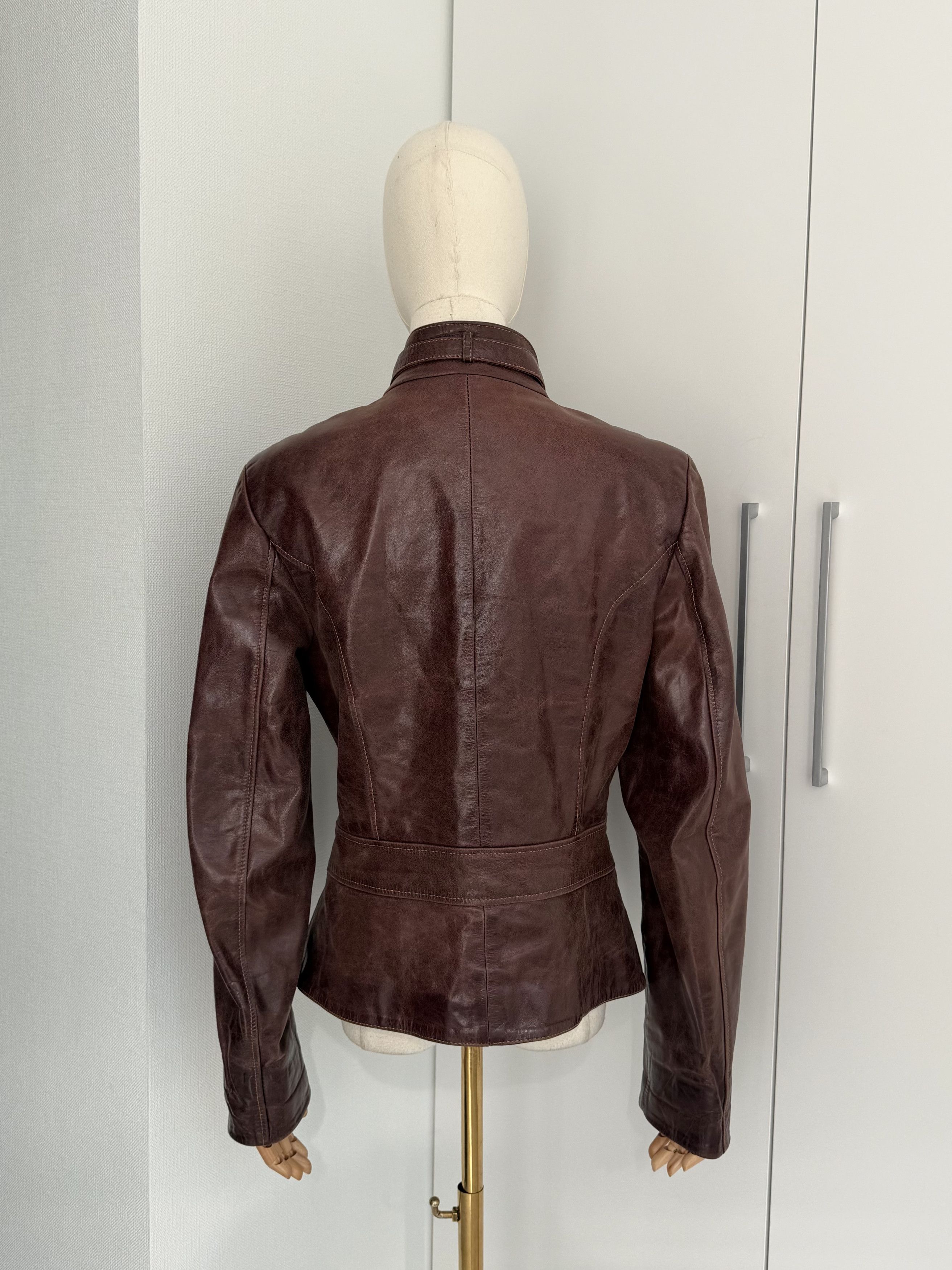 Genuine Leather Leather Biker Moto Jacket Womens L Fitted Y2K Zip Minimalist Size L / US 10 / IT 46 - 4 Thumbnail