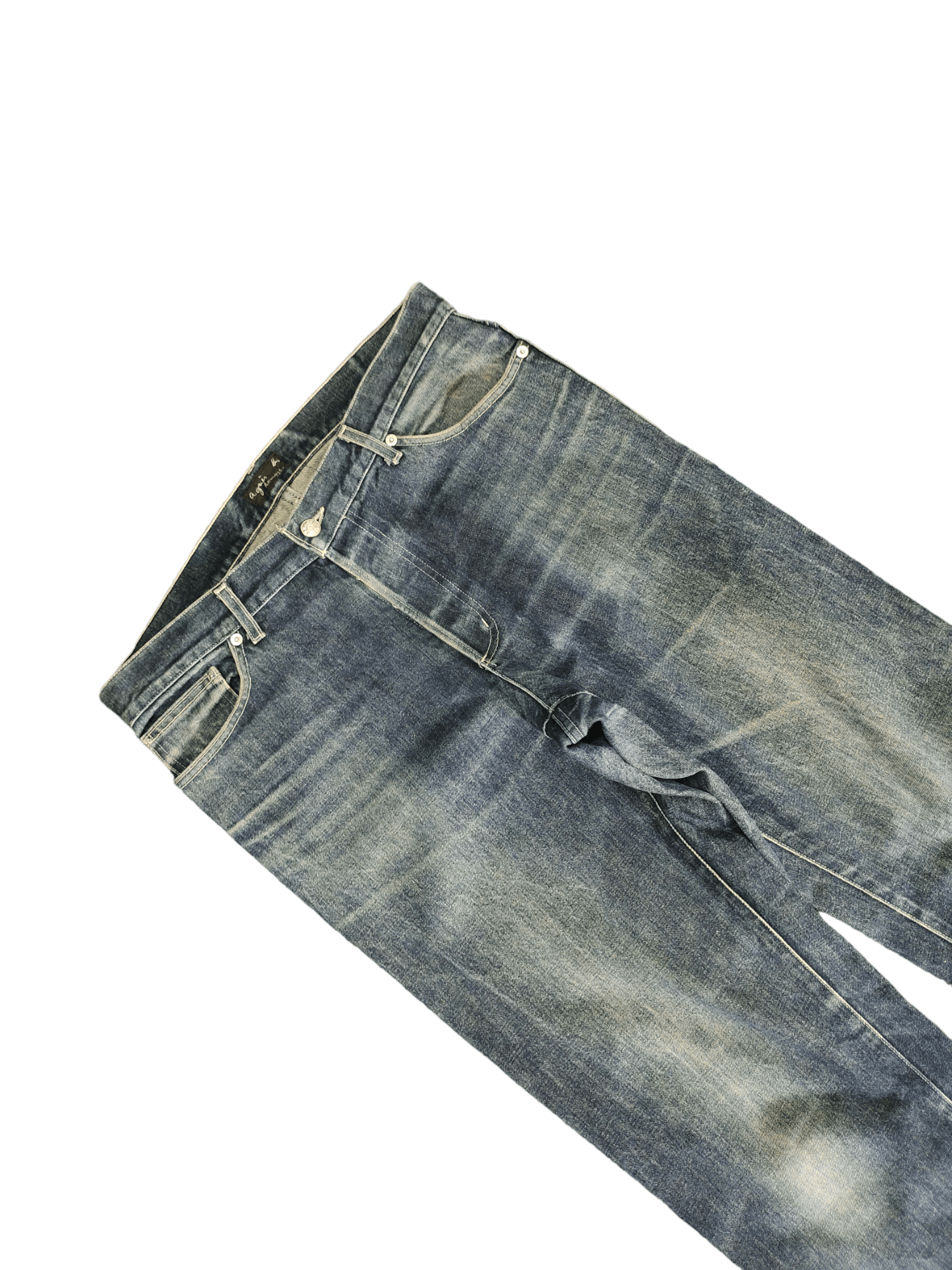 agnes b. Vintage 90s Agnes B. Homme Clawmark Faded Denim Jeans Size US 34 / EU 50 - 3 Thumbnail