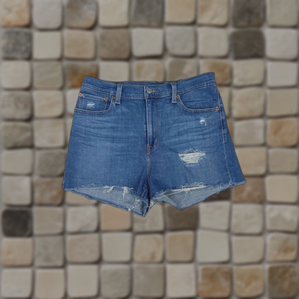 Levi's Levi's Shorts Womens 31 Medium Wash Denim High Rise Cut-Offs Size 24" / US 00 / IT 34 - 1 Thumbnail