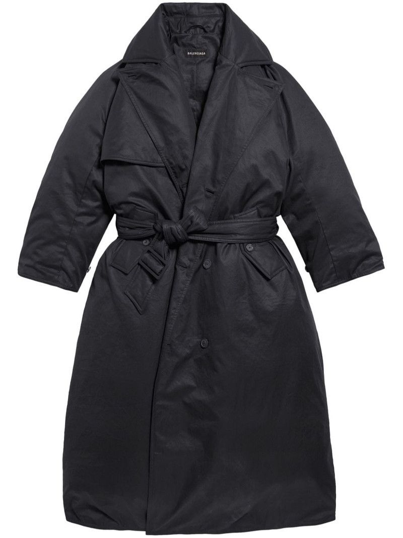 o1tr1nto1125 Maxi Padded Trench Coat in Black