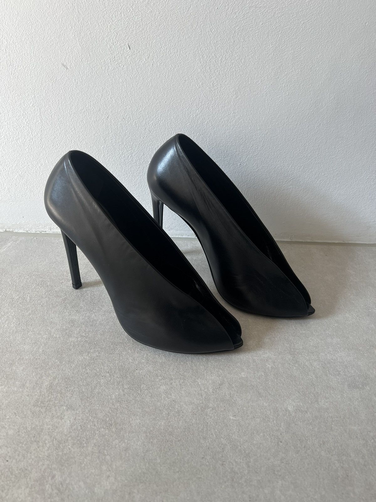 Balenciaga BALENCIAGA Open Heels, Leather Black Size US 9.5 / IT 39.5 - 6 Thumbnail