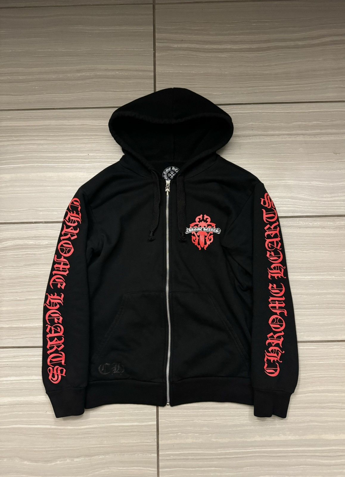 Chrome Hearts Chrome Hearts Red Dagger Zip Up Hoodie | Grailed