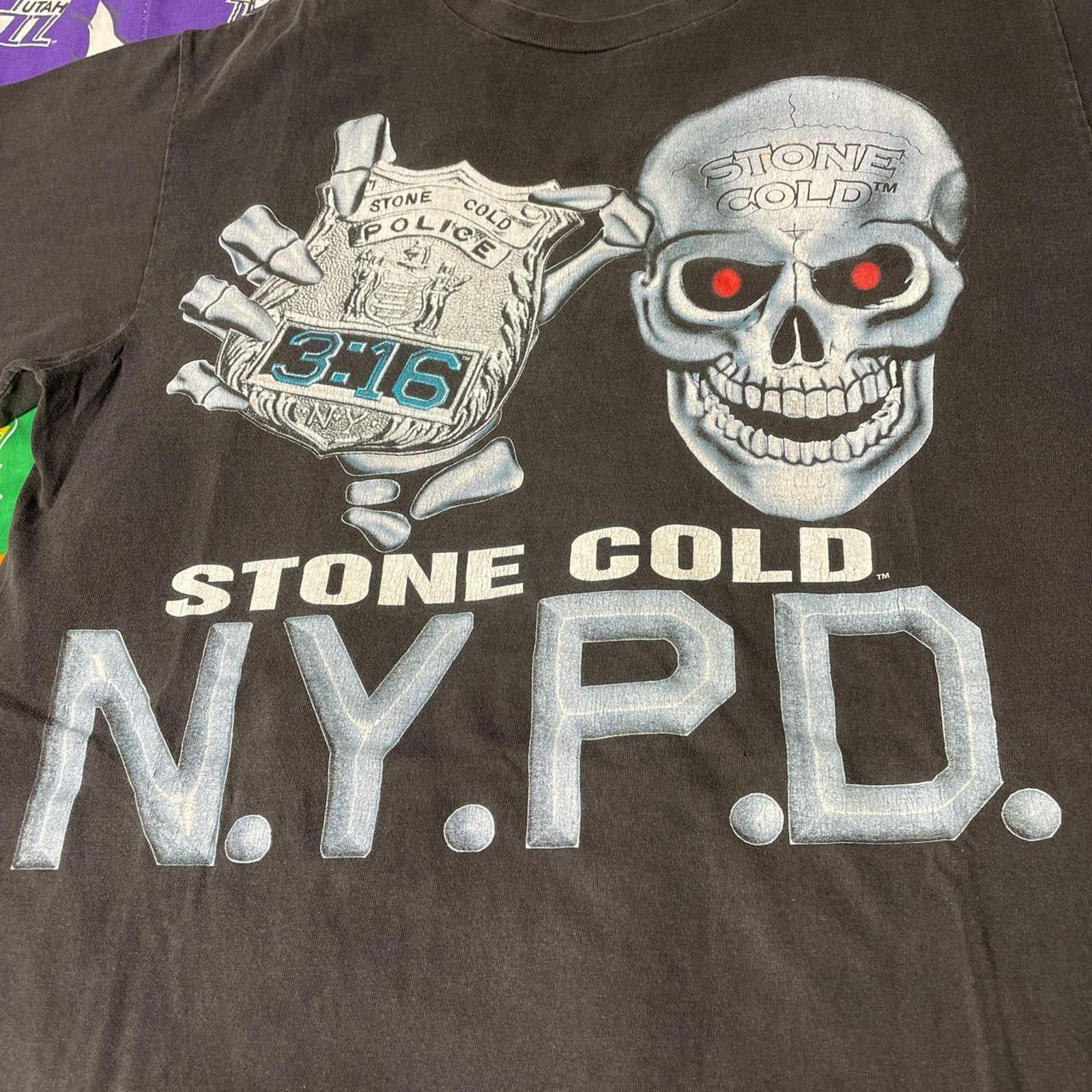 Vintage × WWE × WWF Vintage 90s WWF Stone Cold NYPD Police WWE Wrestling Tee Size US XL / EU 56 / 4 - 3 Thumbnail