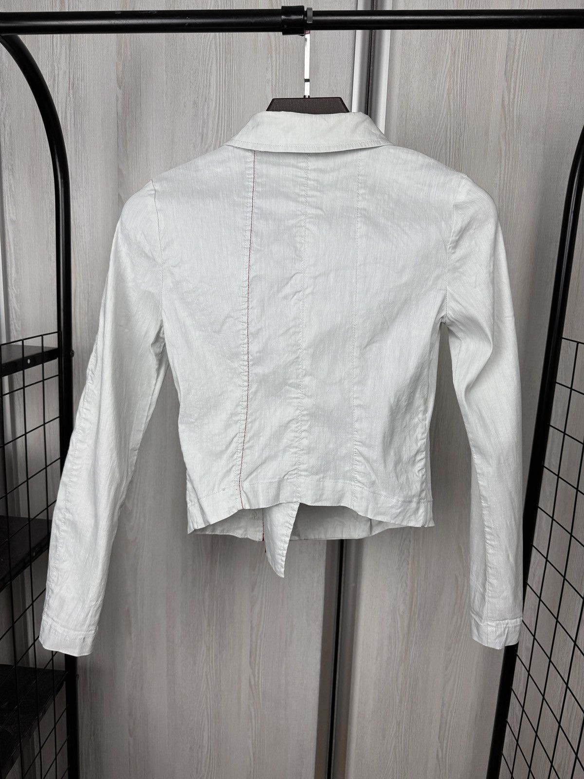 Sarah Pacini Sarah Pacini Women's Gray Asymmetrical Linen Zip Jacket Size XS / US 0-2 / IT 36-38 - 7 Thumbnail