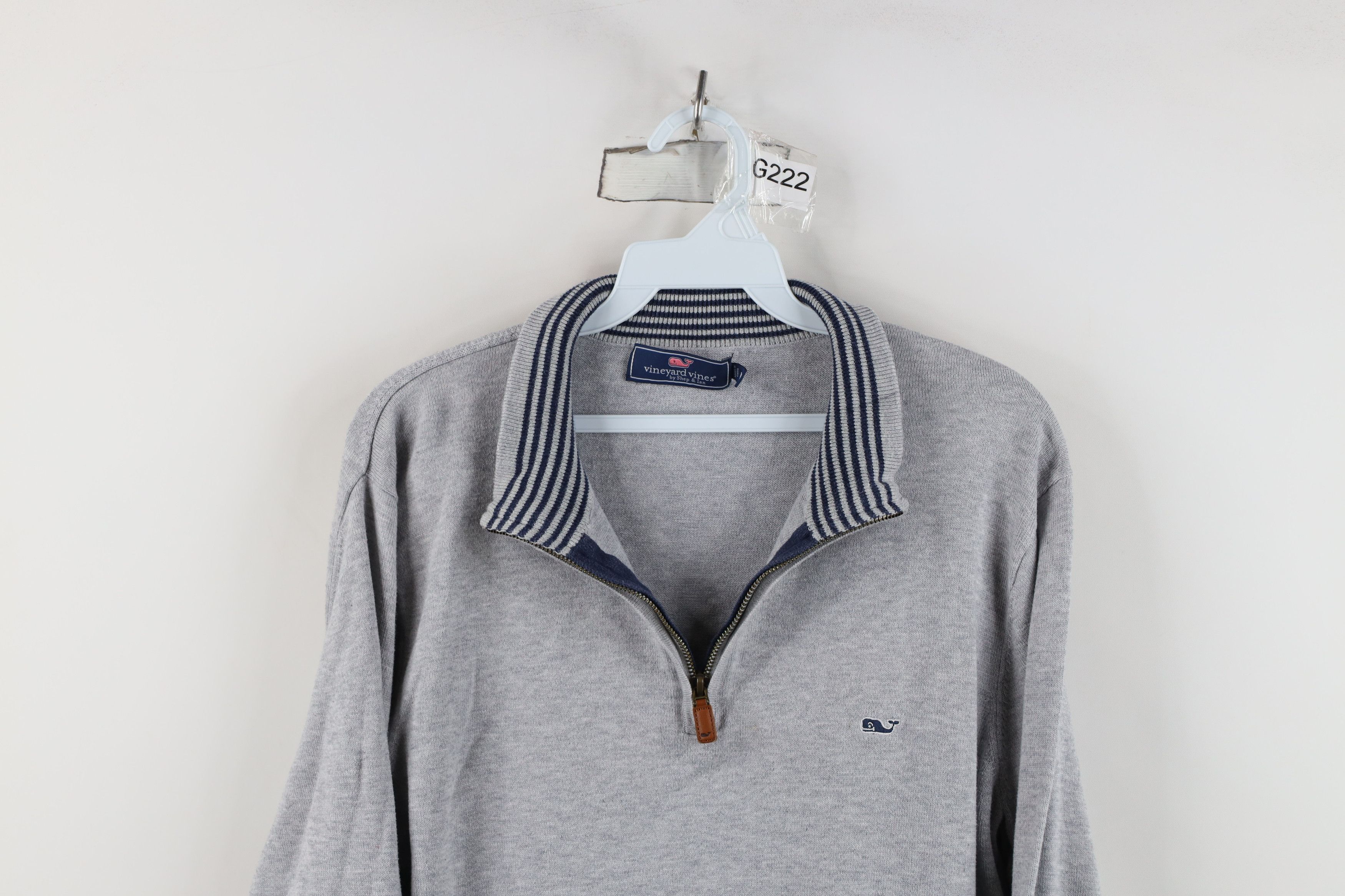 Vineyard Vines Vineyard Vines Logo Cotton Ribbed Knit Half Zip Sweater Gray Size US M / EU 48-50 / 2 - 2 Thumbnail