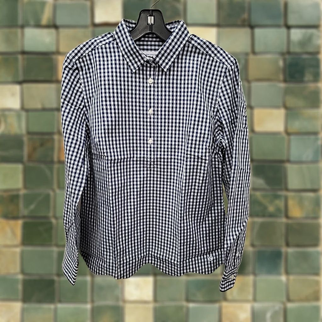 Southern Tide NWT Southern Tide Shirt Womens S Multicolor Check Long Sleeve Button Pullover Collared Blouse Size S / US 4 / IT 40 - 1 Thumbnail