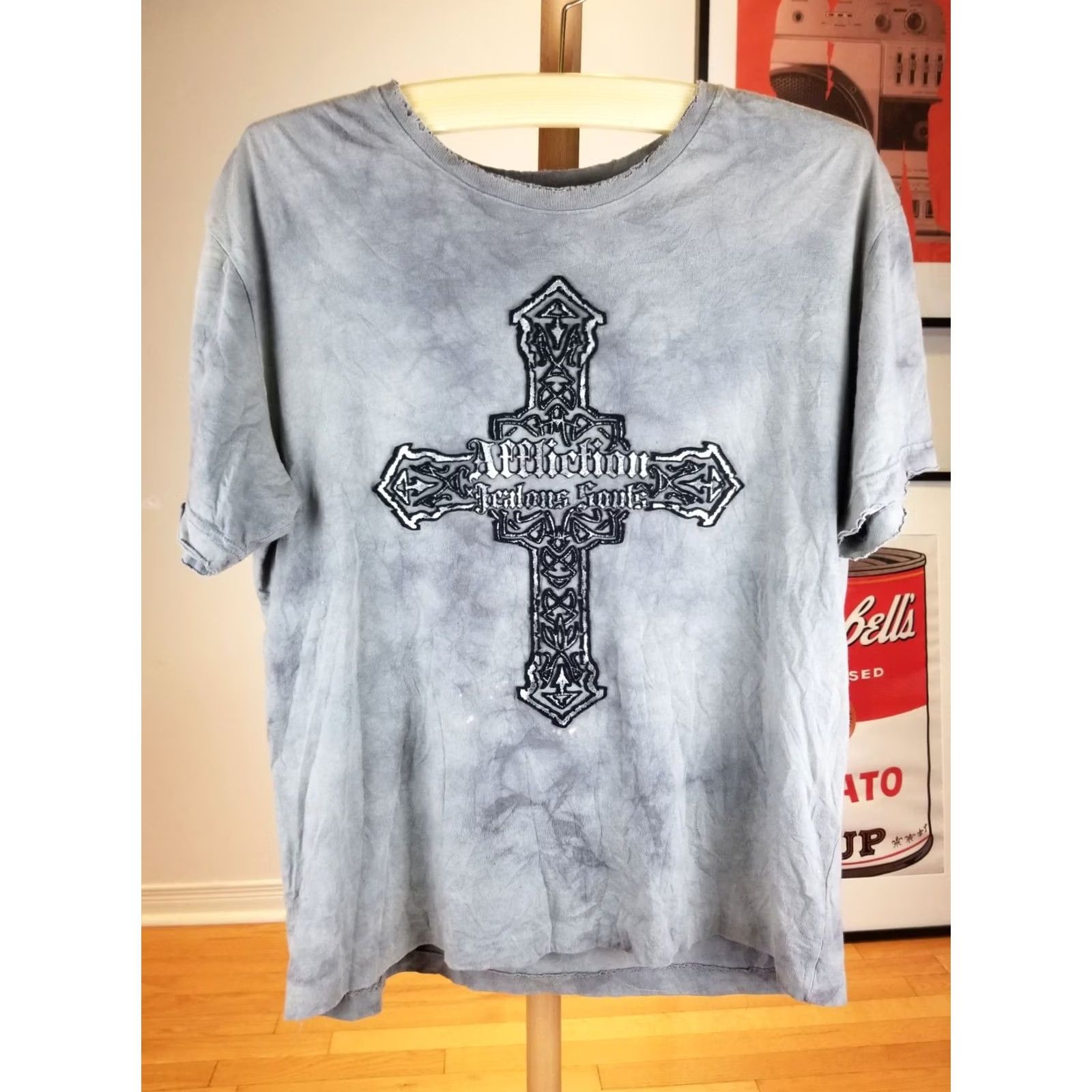 Affliction VINTAGE AFFLICTION T-SHIRT LARGE GRAY CROSS WINGS GRUNGE GOTH Y2K MEN Size US L / EU 52-54 / 3 - 2 Thumbnail