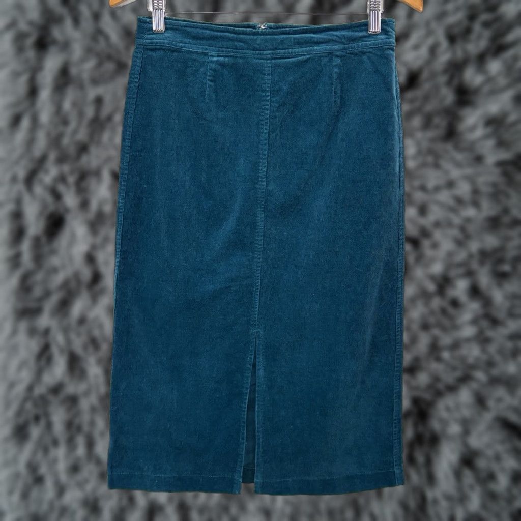 Vintage VINTAGE Chadwick's Corduroy Midi Skirt Women 4 Blue 90s Slit Pencil Womens Size 27" / US 4 / IT 40 - 1 Thumbnail