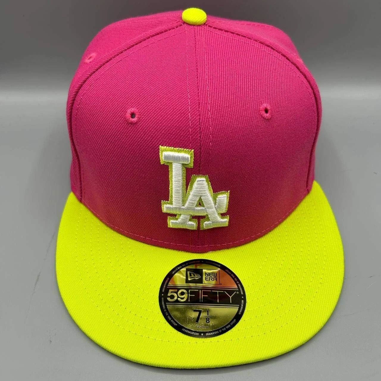 New Era Los Angeles LA Dodgers Hat Men 7 1/8 Pink MLB Fitted Cap New Size ONE SIZE - 2 Thumbnail
