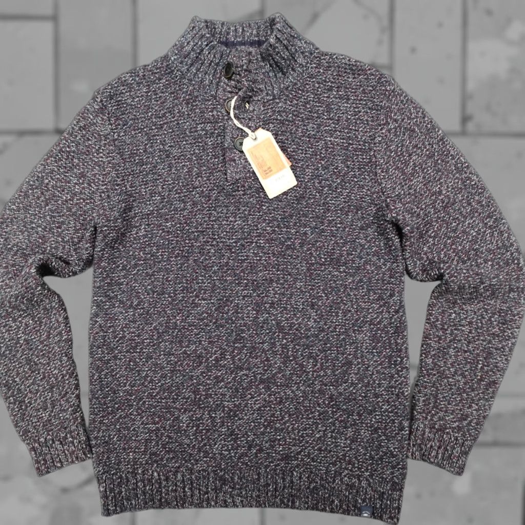 FatFace VINTAGE Fat Face Jumper Hove Twist Half Neck Chunky Knit Plum Heavyweight Men's Size M Size US M / EU 48-50 / 2 - 1 Thumbnail