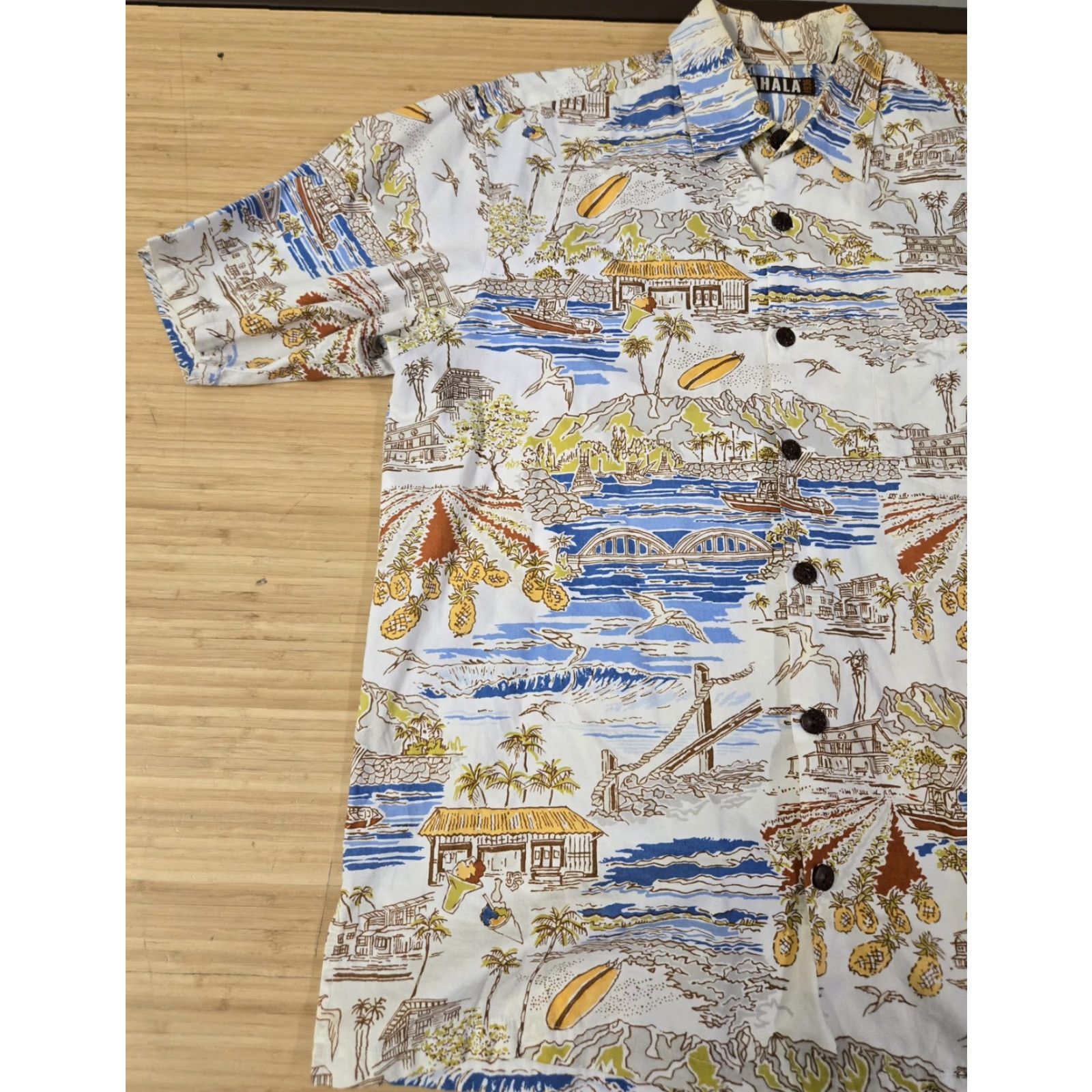 Vintage VINTAGE Kahala Shirt Mens Large White Blue Hawaiian Aloha Button Up Pineapple Print USA Size US L / EU 52-54 / 3 - 3 Thumbnail