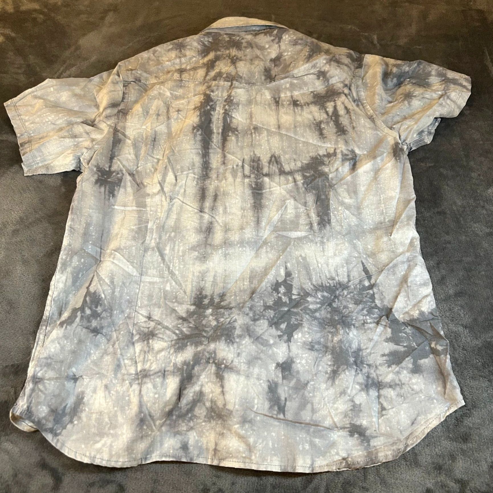 Vintage HOWE Shirt Tie Dye Gray Short Sleeve Button-Up Mens Large Size US L / EU 52-54 / 3 - 3 Thumbnail