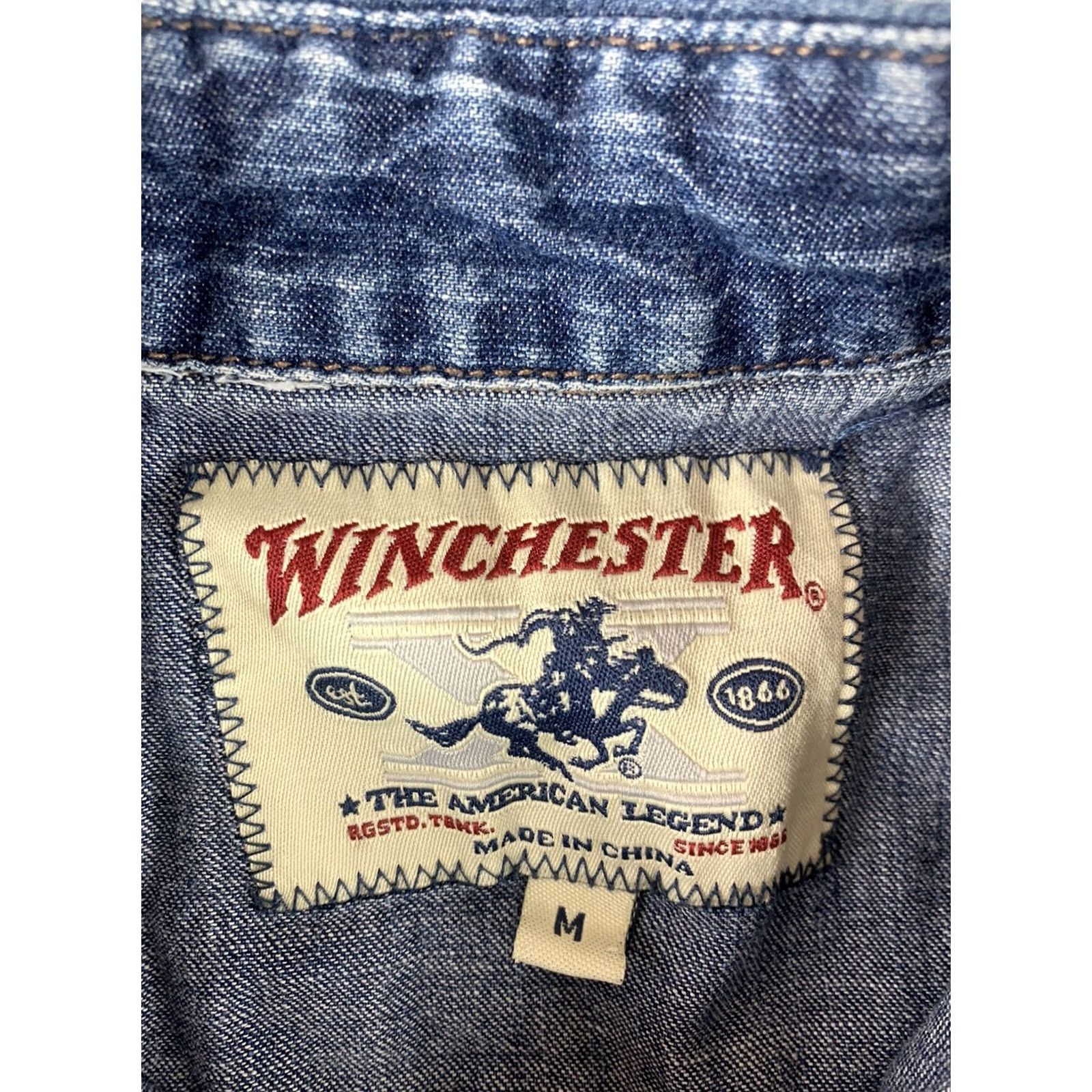 Denime WINCHESTER VEST DENIM WOMENS MEDIUM BLUE USA FLAG PATCH PEARL SNAP Size M / US 6-8 / IT 42-44 - 3 Thumbnail