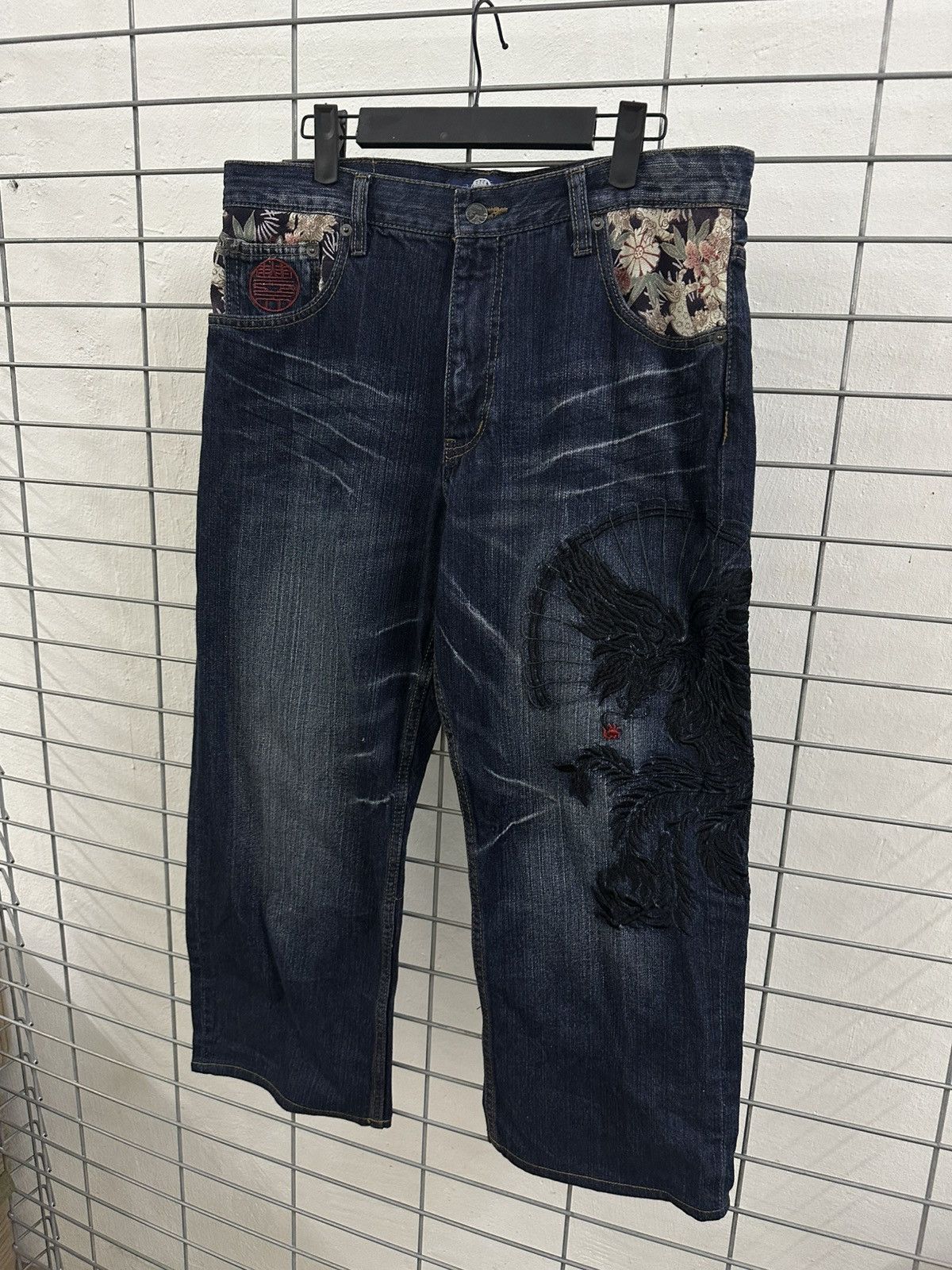 Karakuri Tamashii Karakuri Tamashi Buden Embroidery Eagle Sukajan Jeans Size US 33 - 3 Thumbnail