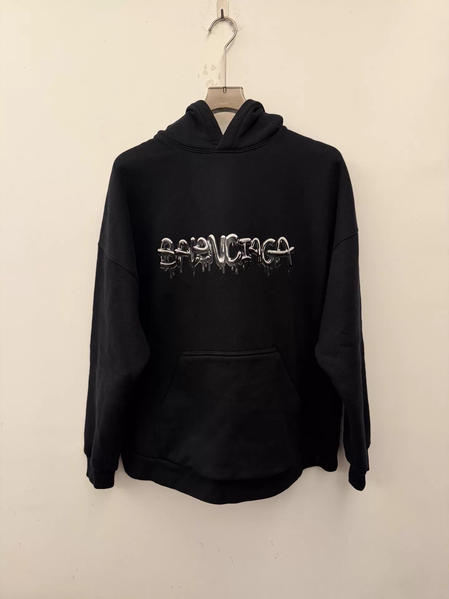 Balenciaga Balenciaga SS22 Fleece Drawstring Hoodie Men's Black Logo Size US S / EU 44-46 / 1 - 1 Thumbnail
