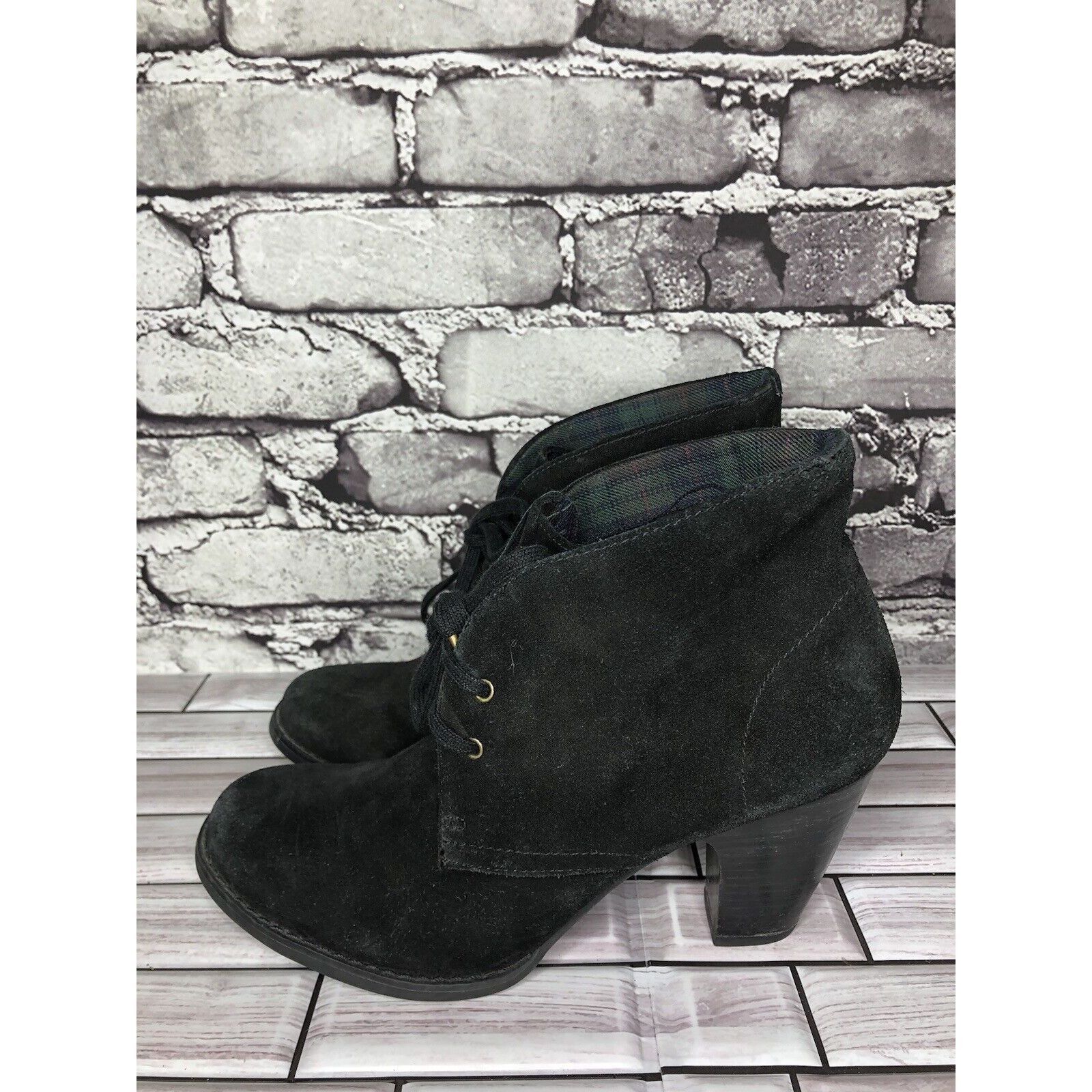 Clarks Indigo Clarks Black Suede Leather Ankle Stacked Heel Booties Size US 8 / IT 38 - 11 Thumbnail