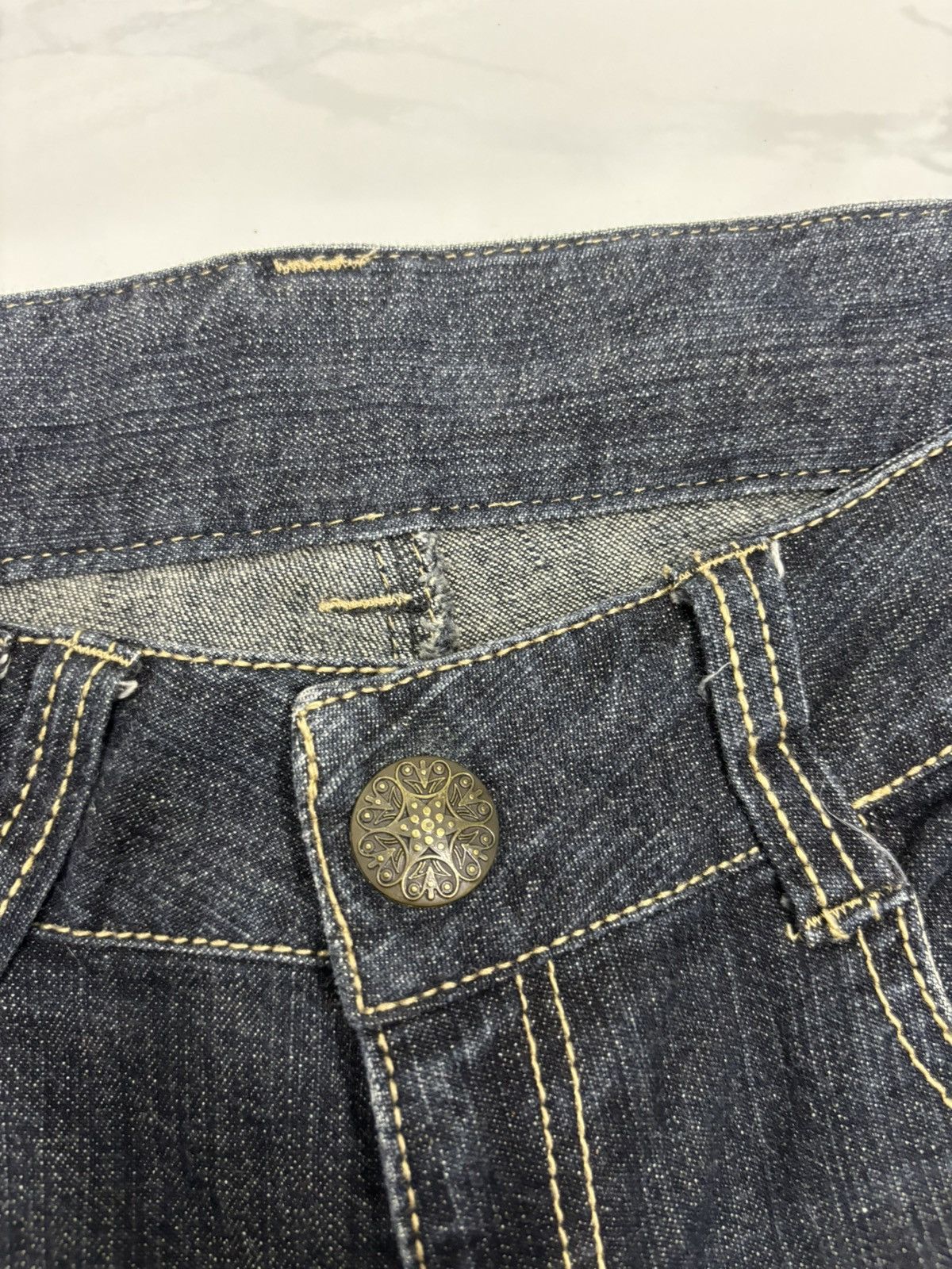 If Six Was Nine × JNCO 🔥Y2K Low Rise Flare Baggy Jeans Wide Leg Inner Press Denim Size US 30 / EU 46 - 12 Thumbnail