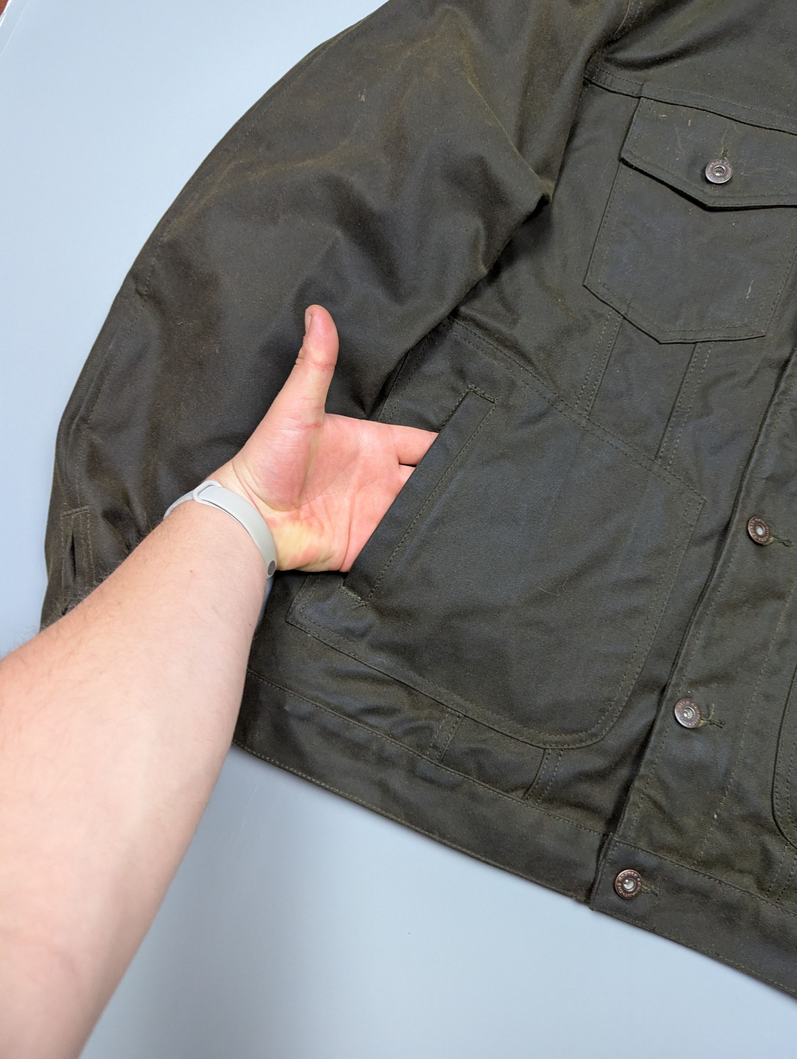 THE ROKKER COMPANY ROKKER Brown Waxed Moto Jacket M/L Waterproof Biker Size US L / EU 52-54 / 3 - 5 Thumbnail