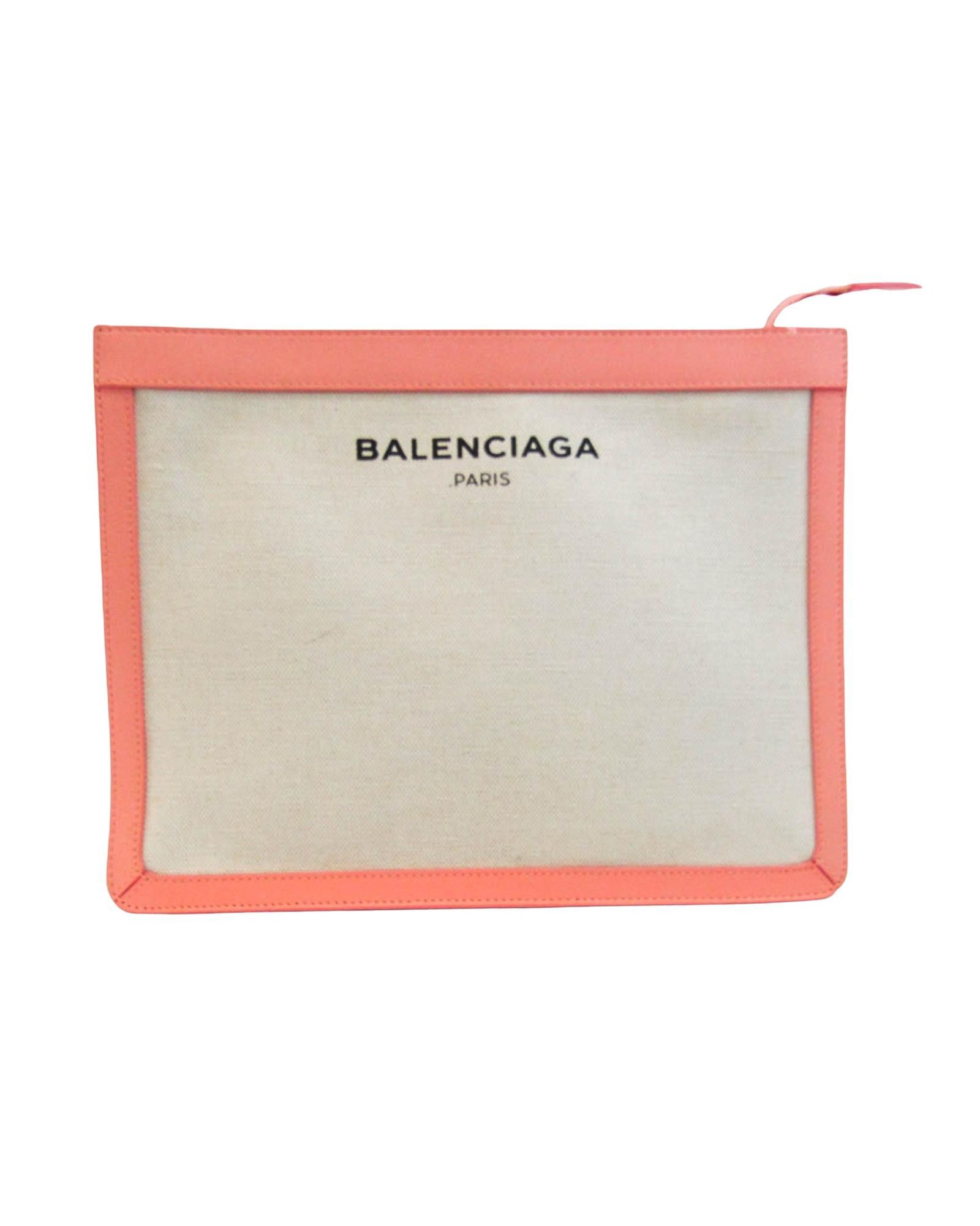 image of Navy Pouch Clutch Bag By Balenciaga in Beige, Women's