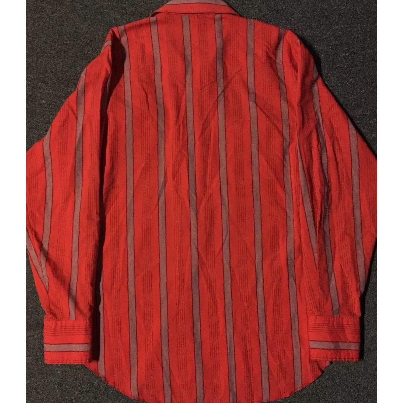 Wrangler VINTAGE Wrangler Striped Pearl Snap Shirt M 16-35 Red Cotton Button-Up Casual Men Square Collared Rodeo 70s 80s Southwestern USA Mens Size US M / EU 48-50 / 2 - 6 Thumbnail