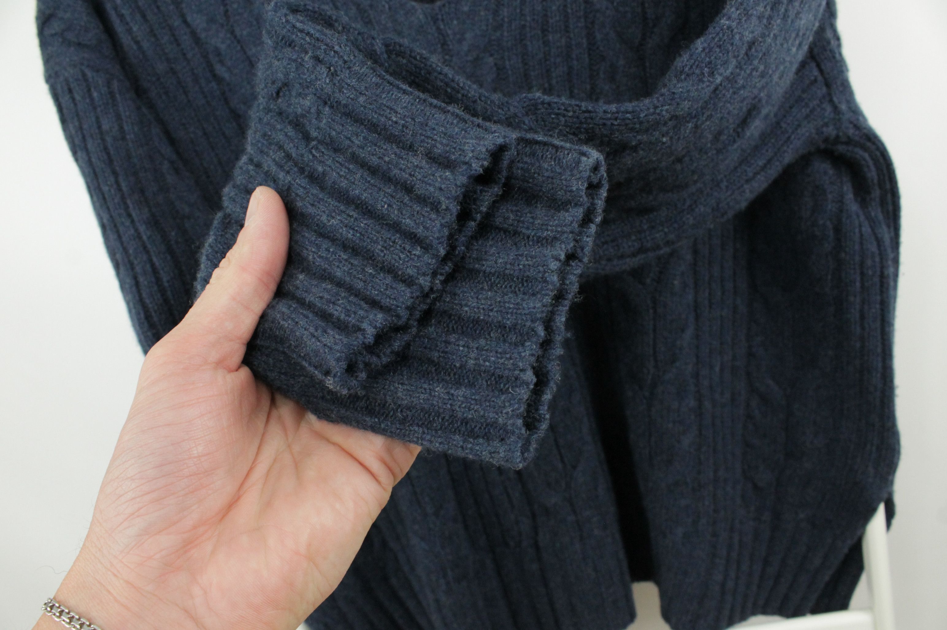 Ballantyne Ballantyne Cable Knit Navy Wool Sweater Women's Size M / US 6-8 / IT 42-44 - 11 Thumbnail
