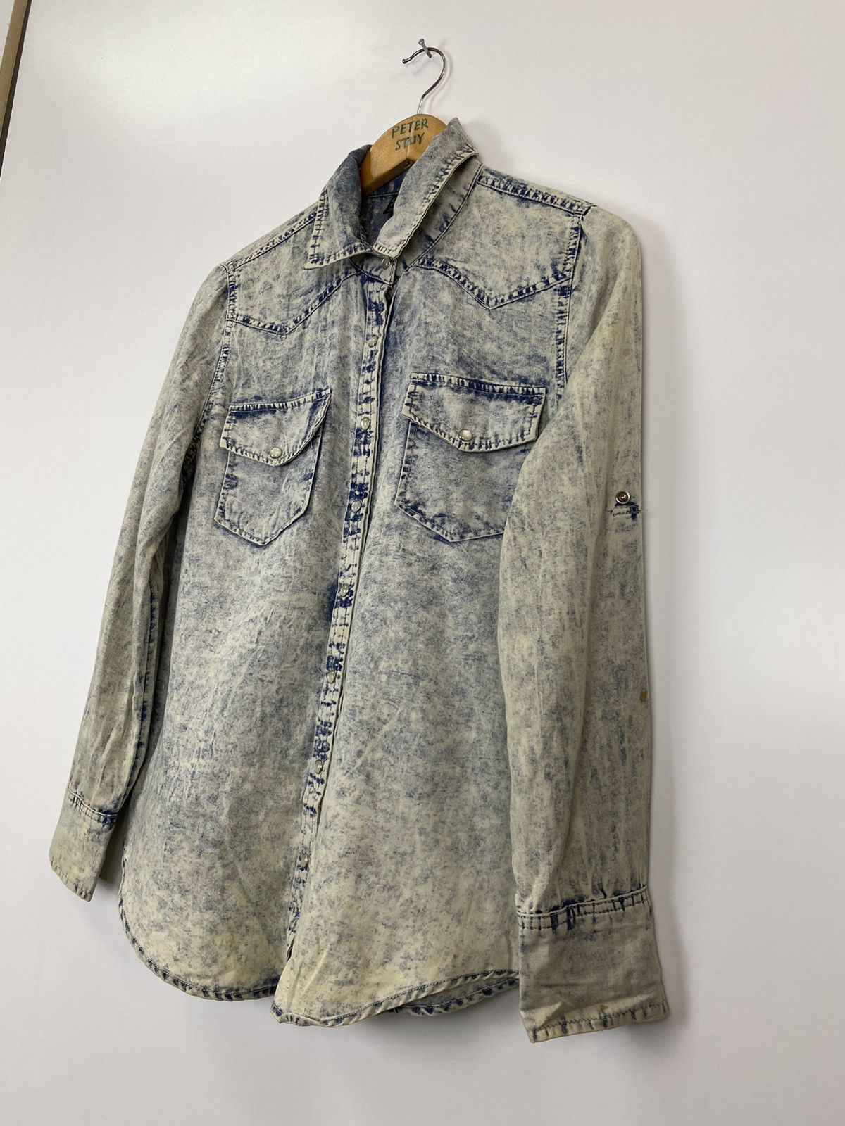 Japanese Brand × Vintage One Way Distress Denim Shirt Size US S / EU 44-46 / 1 - 3 Thumbnail