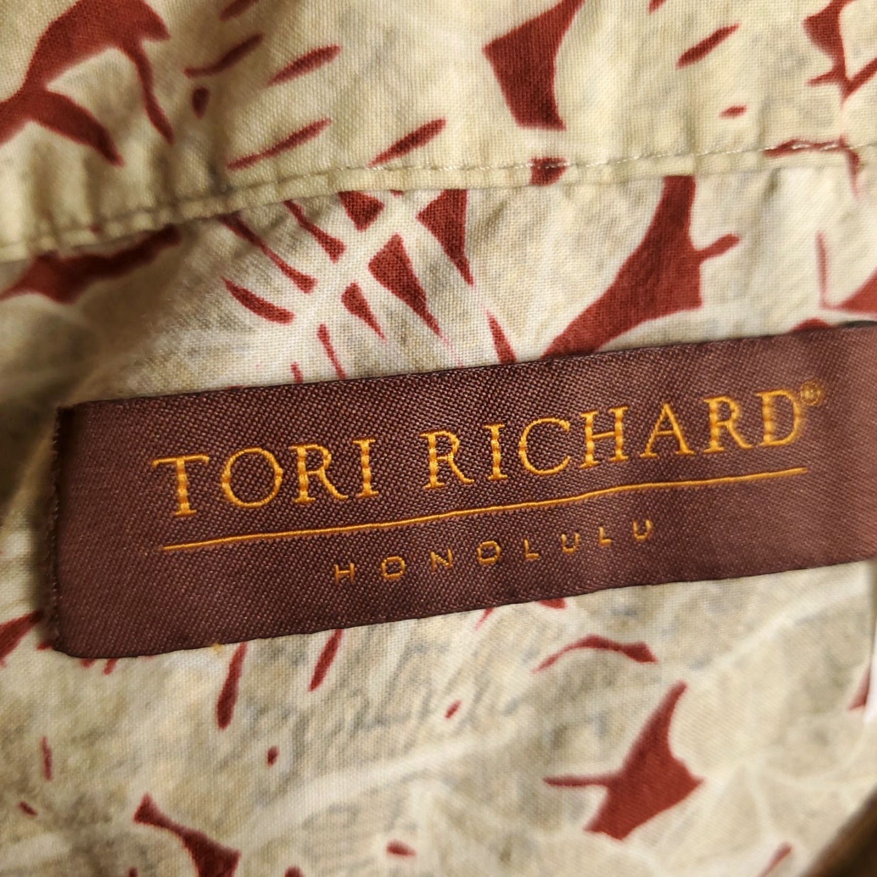 Tori Richard Tori Richard Hawaiian Shirt Button-Up Mens XL Beige Leaf Print Short Sleeve Casual Aloha Size US XL / EU 56 / 4 - 7 Thumbnail