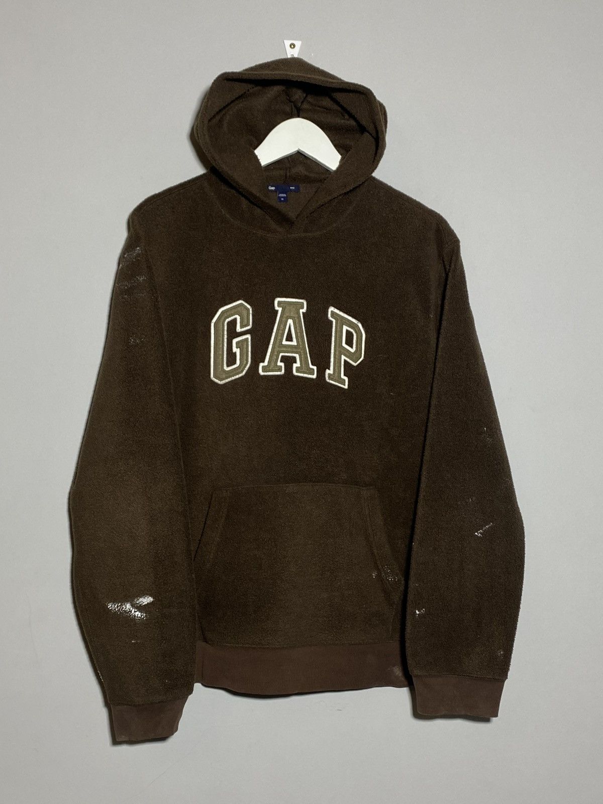 Gap 🔥 Y2K GAP BROWN FLEECE HOODIE DISTRESSED WORKWEAR VIBES Size US M / EU 48-50 / 2 - 1 Thumbnail