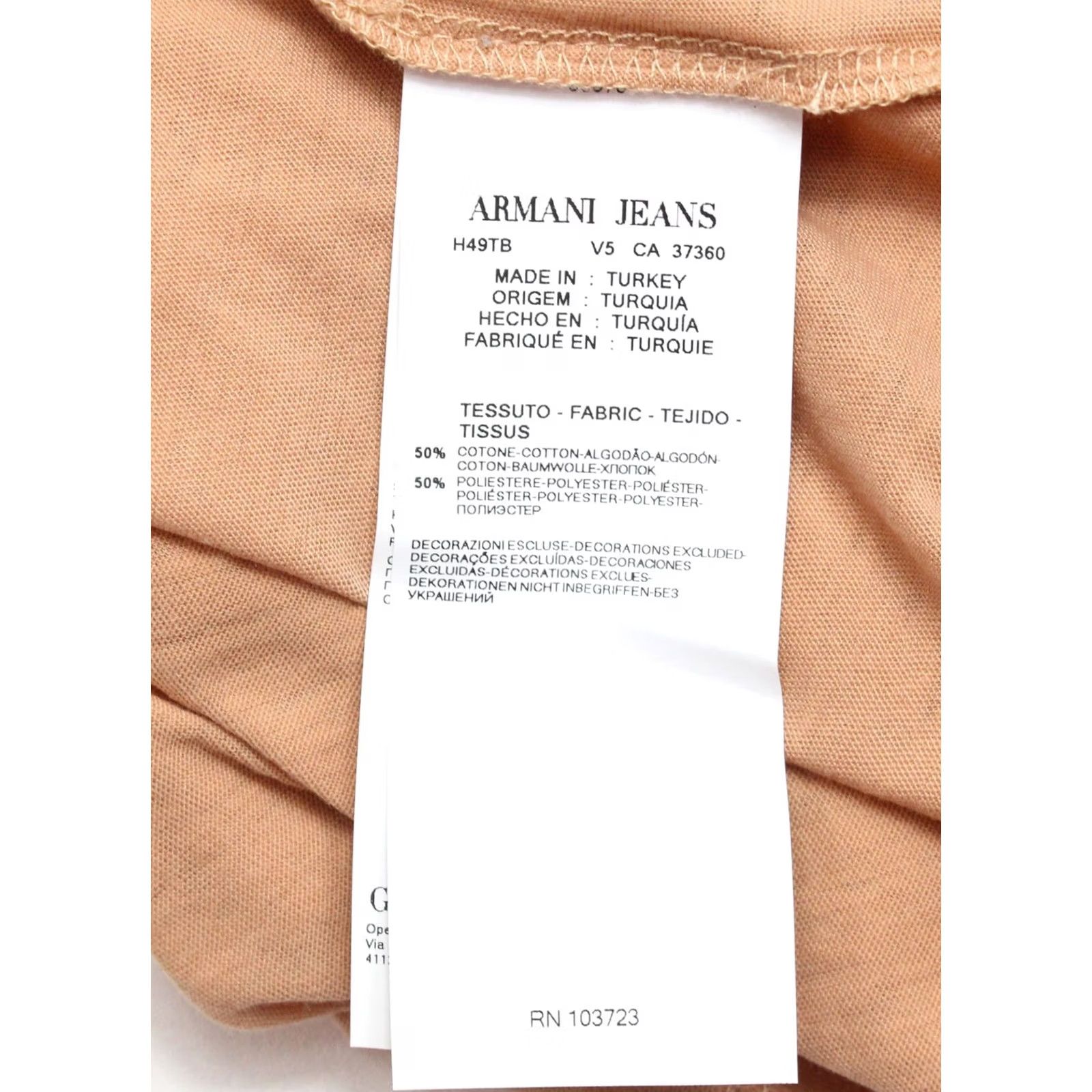 Vintage ARMANI JEANS Women's T-Shirt EU 46 Short Sleeve Stretchy Patterned Rhinestone Brown Size L / US 10 / IT 46 - 6 Thumbnail