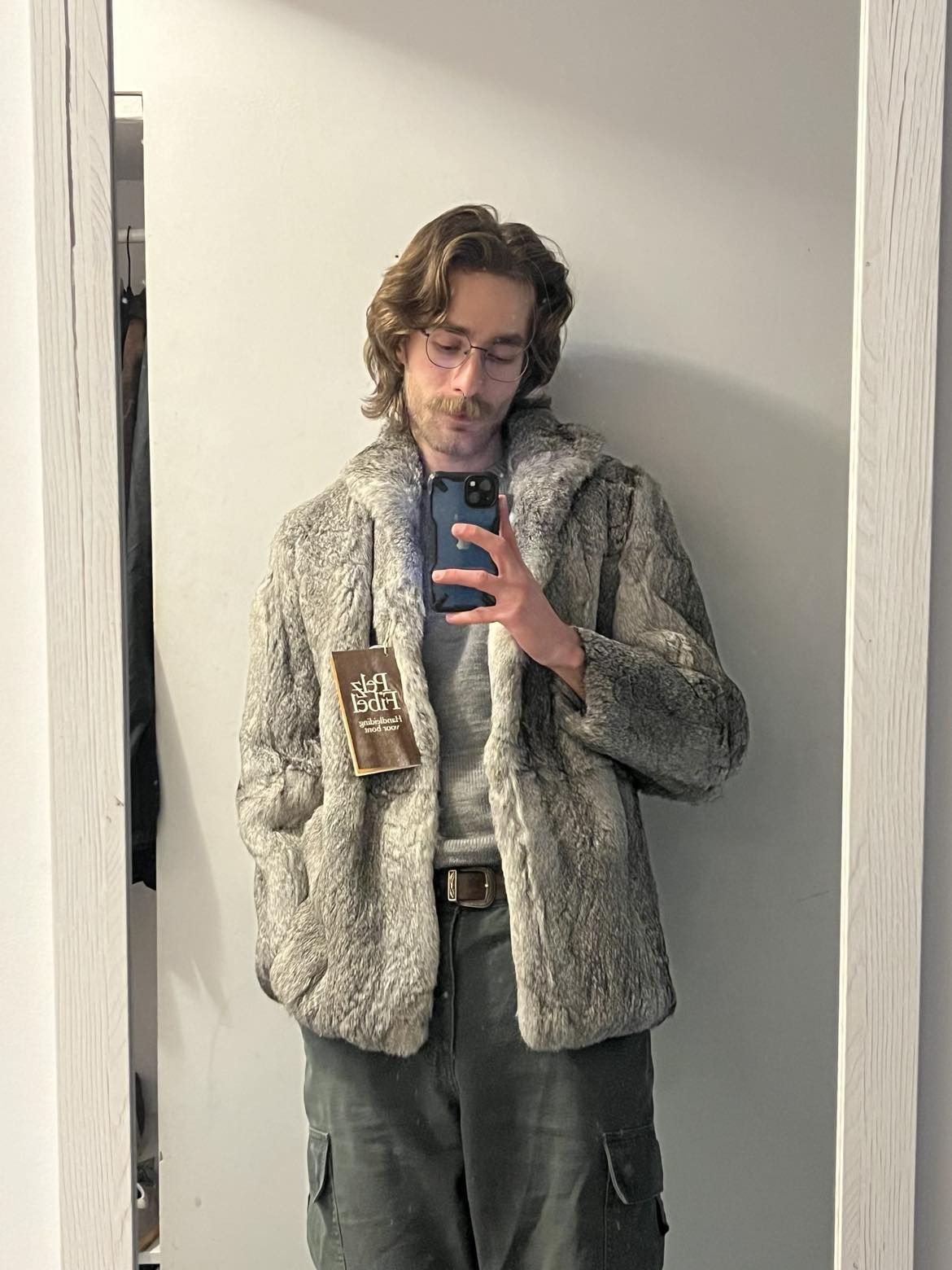 image of Avant Garde x Mink Fur Coat 90's Dswt Real Rabbit Fur Coat in Grey, Men's (Size Small)