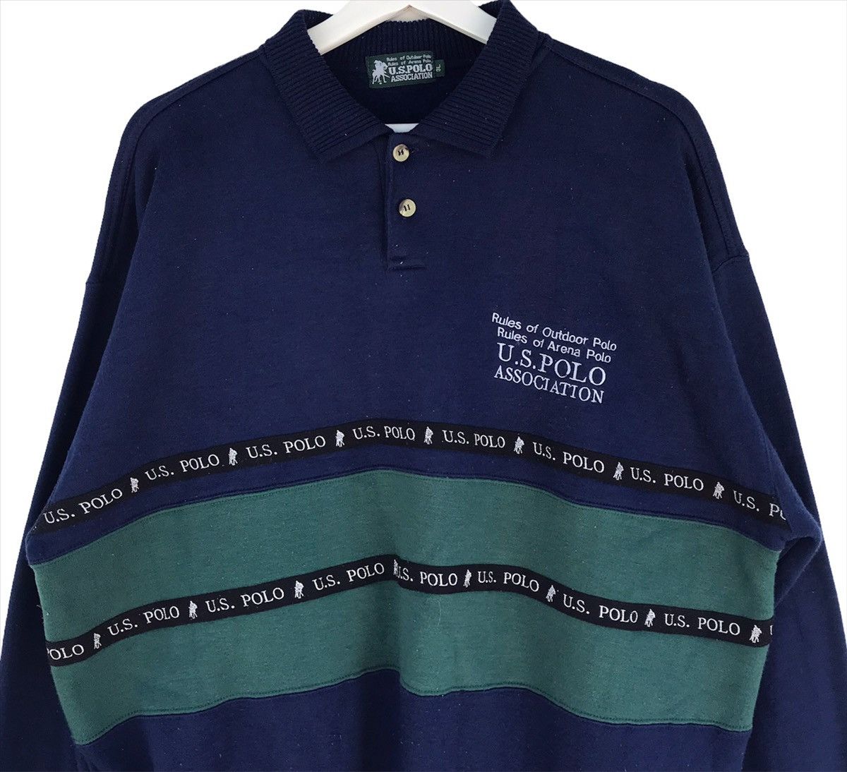 U.S. Polo Assn. × Vintage US POLO big spellout quarter button sweatshirt Size US XL / EU 56 / 4 - 2 Thumbnail