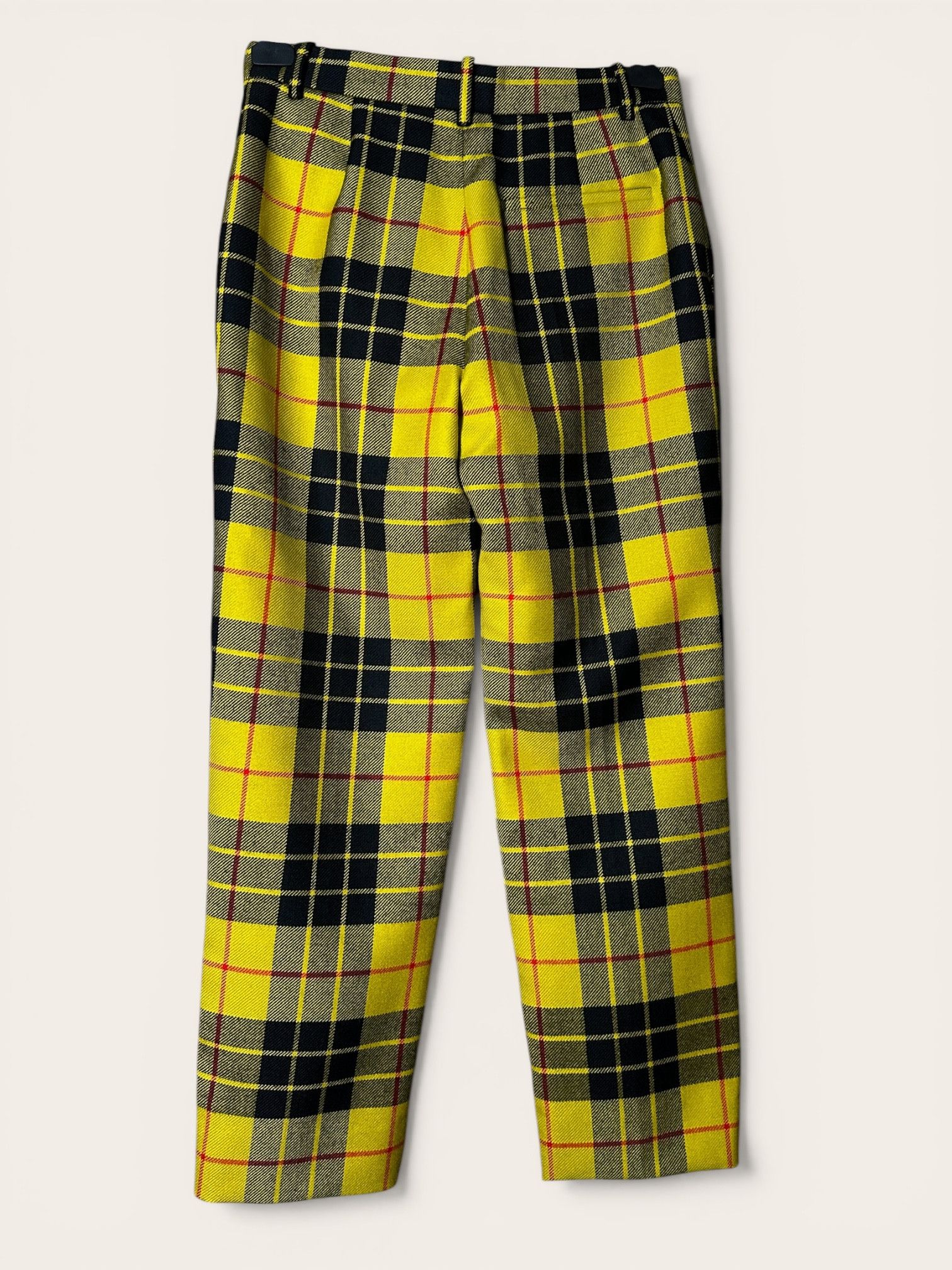 Balenciaga Yellow & Black Tartan Wool Straight-Leg Pants Size 26" / US 2 / IT 38 - 2 Thumbnail
