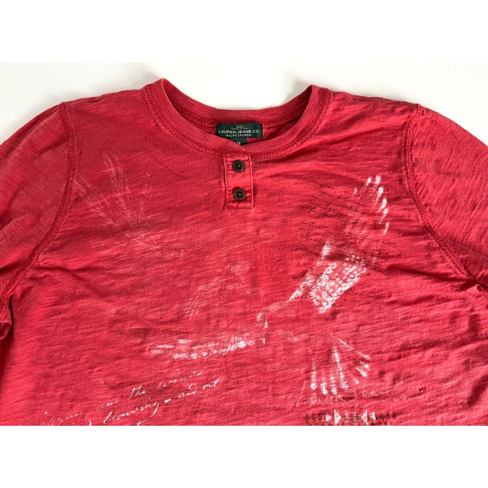 Vintage VINTAGE Lauren Jeans Co. Ralph Lauren Women's Long Sleeve Henley Shirt 1X Brick Red Cotton Mens Women's Girls? Size XL / US 12-14 / IT 48-50 - 5 Thumbnail
