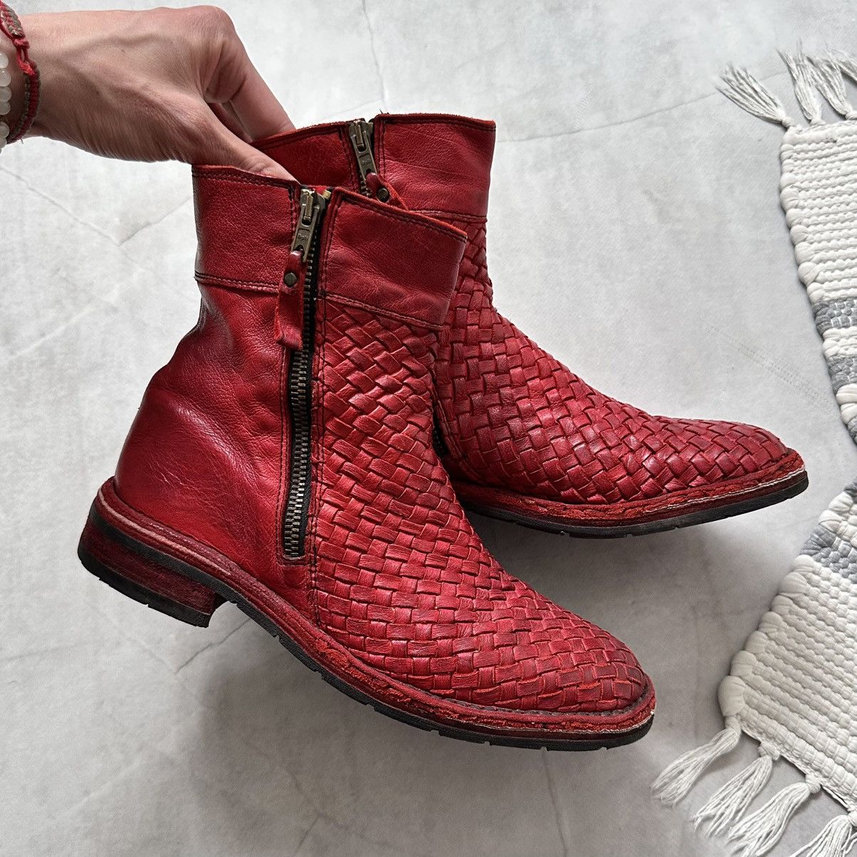 The Last Conspiracy 00s Bubetti Woven Leather Boots Bikkembergs A1923 Style Size US 8.5 / IT 38.5 - 3 Thumbnail