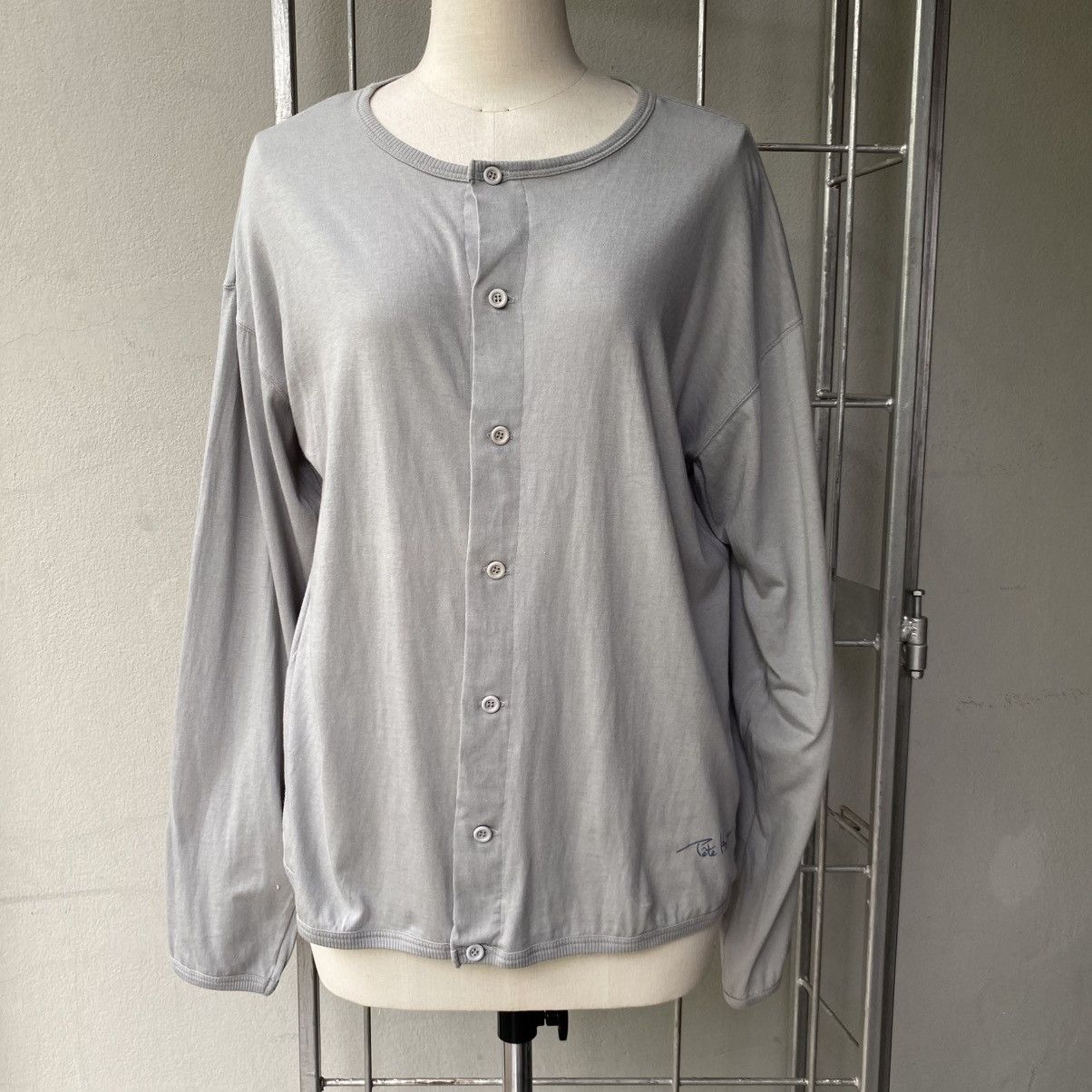 Tete Homme TÊTE HOMME Grey Long Sleeve Polo with Logo Hem Size US L / EU 52-54 / 3 - 11 Thumbnail