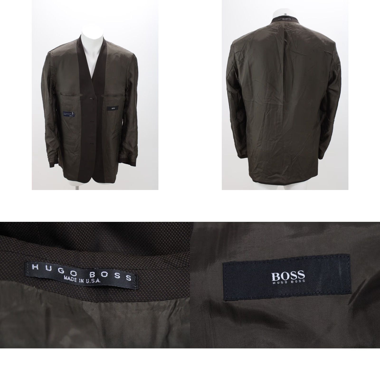 Hugo Boss VINTAGE Hugo Boss Guabello Suit Jacket Mens 42R Dark Brown Super 130s Virgin Wool Luxury Size 42R - 8 Thumbnail