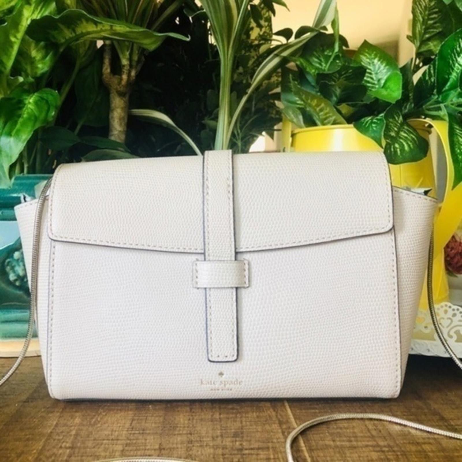 Designer Kate Spade Beige Leather Shoulder Bag In Alligator Print NWT Size ONE SIZE - 1 Thumbnail