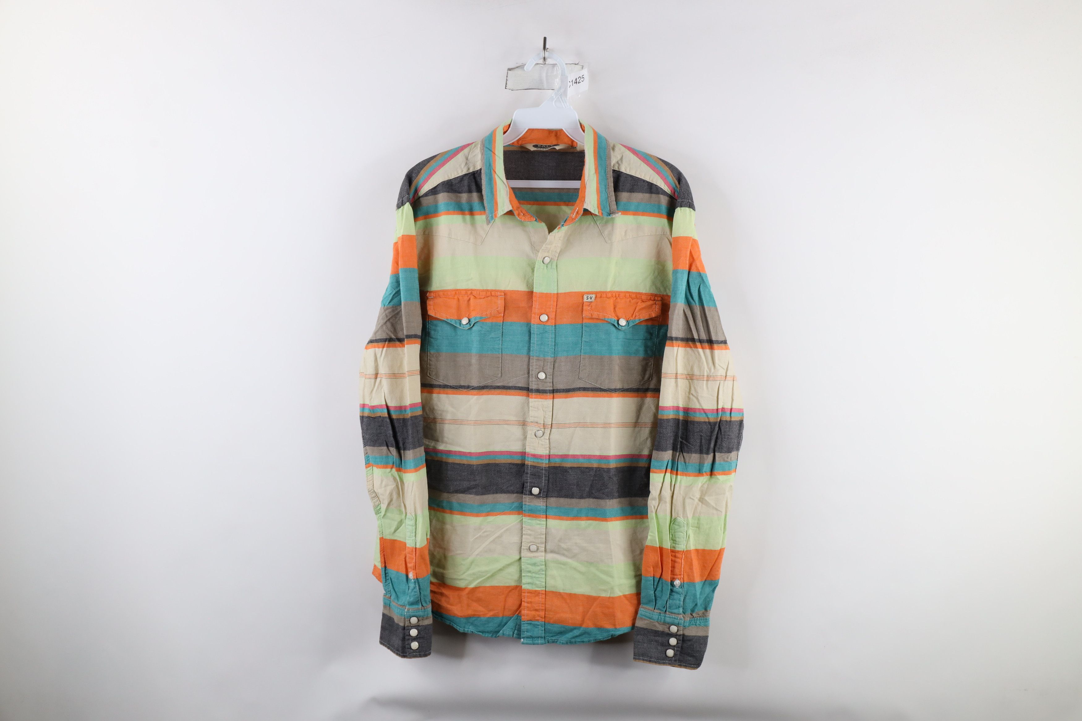 Salt Valley × Vintage Salt Valley Western Rainbow Striped Snap Button Shirt Cotton Size US M / EU 48-50 / 2 - 1 Thumbnail