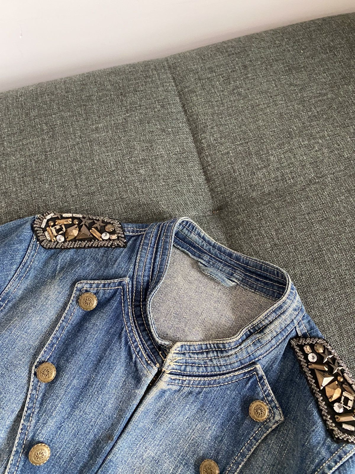 If Six Was Nine Vintage Denim Military Napoleon Jacket Faded Washed Japanese Size L / US 10 / IT 46 - 6 Thumbnail