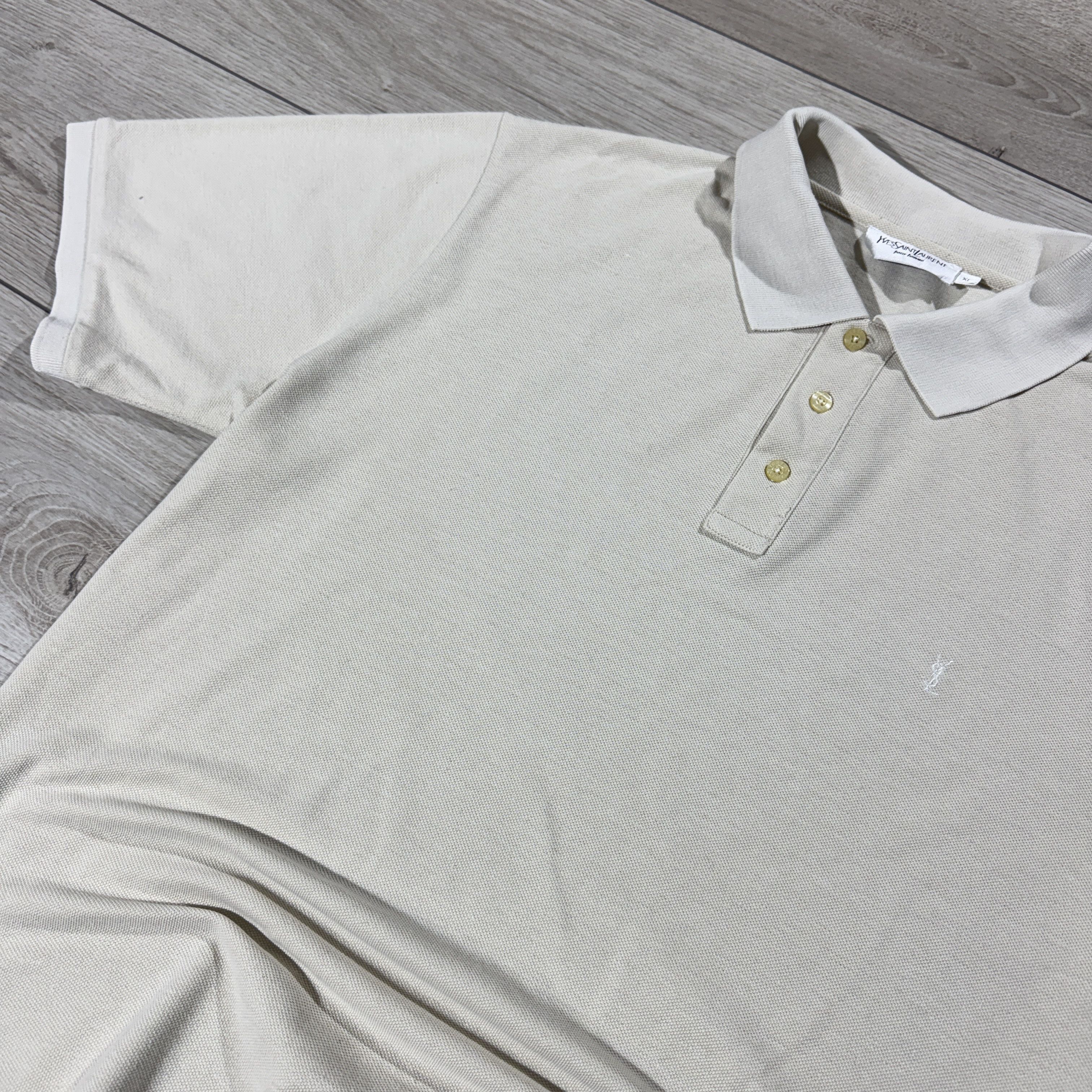 Yves Saint Laurent Vintage Yves Saint Laurent YSL Beige Pique Polo Shirt Size US XL / EU 56 / 4 - 4 Thumbnail