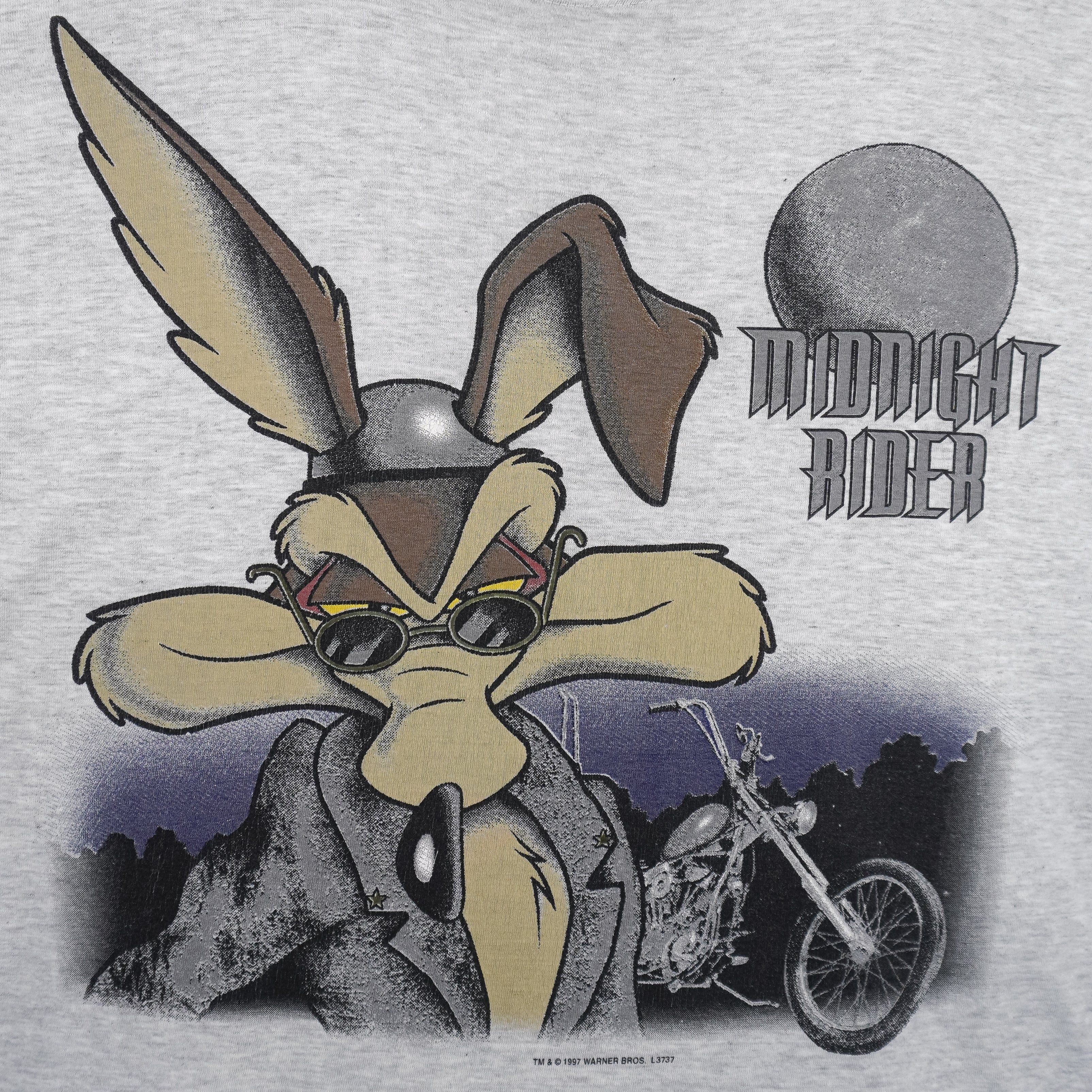 Vintage Looney Tunes - Midnight Rider Wile E. Coyote T-Shirt 1997 Size US XL / EU 56 / 4 - 3 Thumbnail
