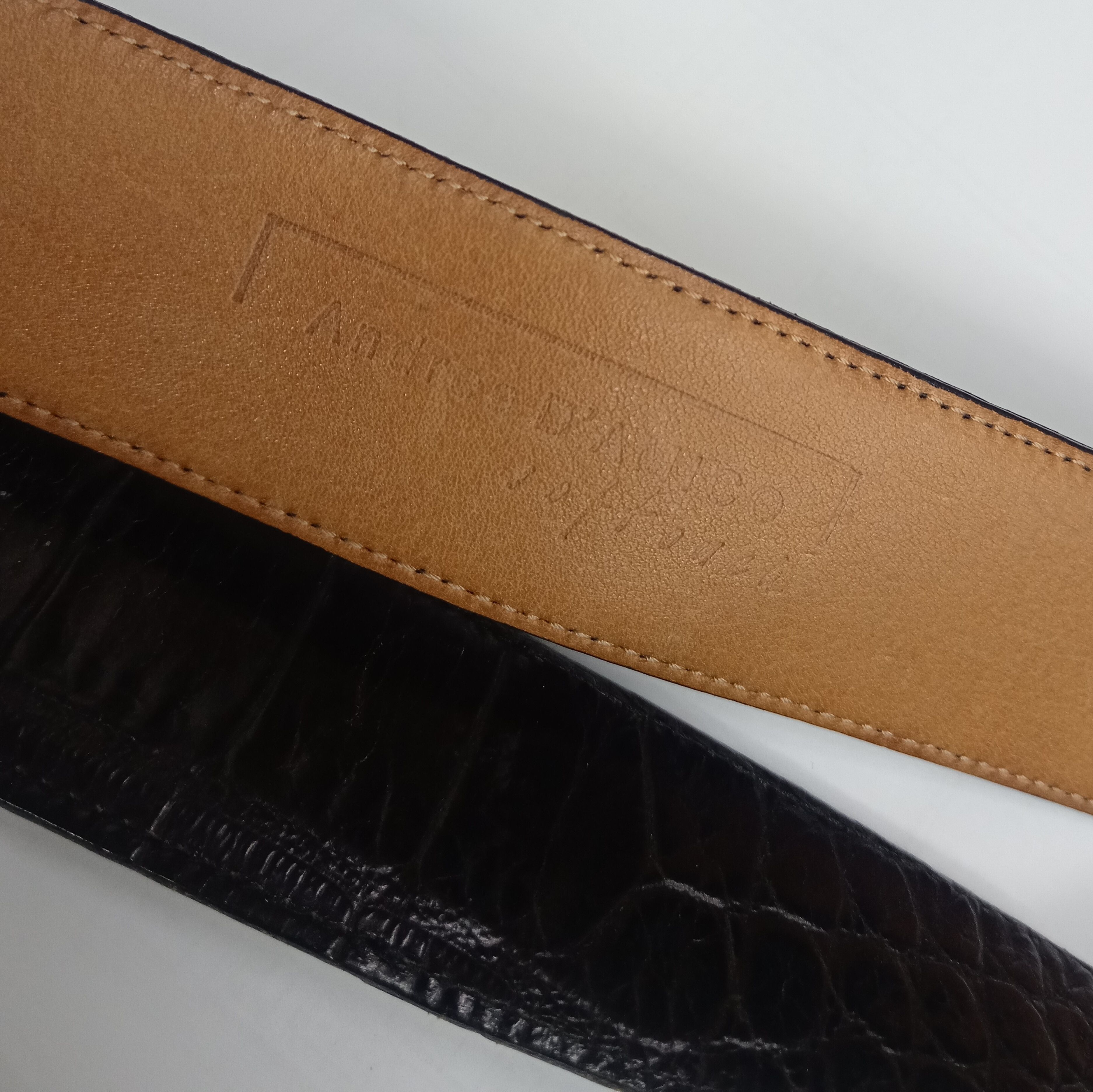Other VINTAGE Andrea d'Amico Crocodile Leather Belt Black Italy Size 32 - 3 Thumbnail