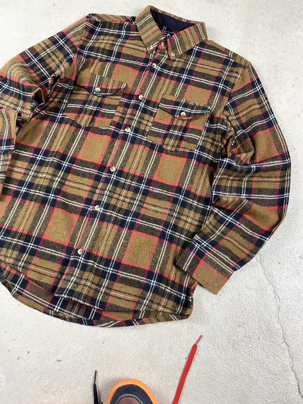 Flannel Brown Vintage Flannel Plaid Shirt Checkered Travis Scott Size US S / EU 44-46 / 1 - 4 Thumbnail