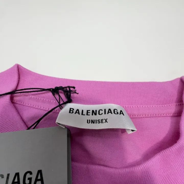 Balenciaga Balenciaga Pink Logo Print Short Sleeve T-shirt 0079-2507 Size M / US 6-8 / IT 42-44 - 4 Thumbnail
