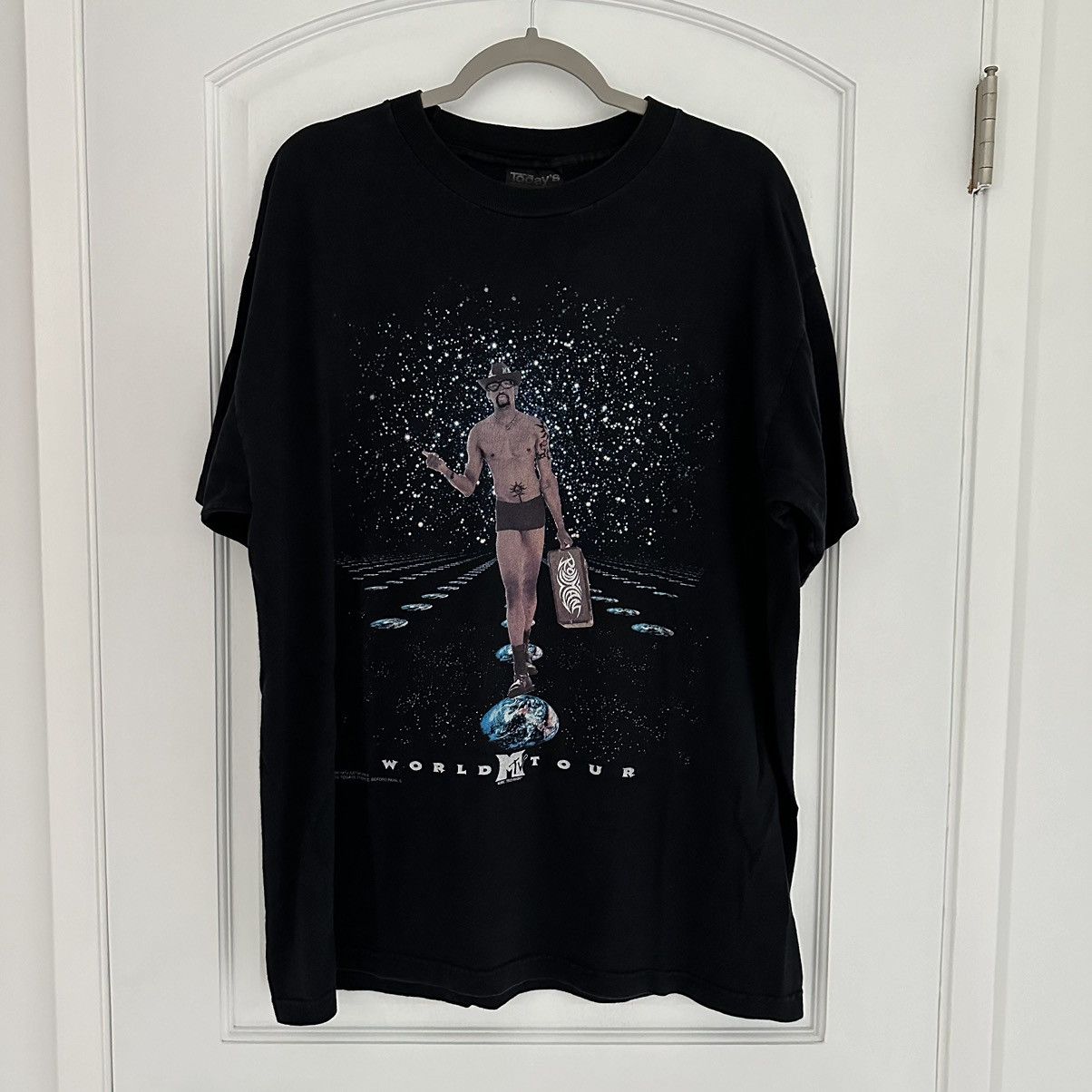 image of 1996 Dennis Rodman Mtv World Tour Shirt in Black, Men's (Size XL)