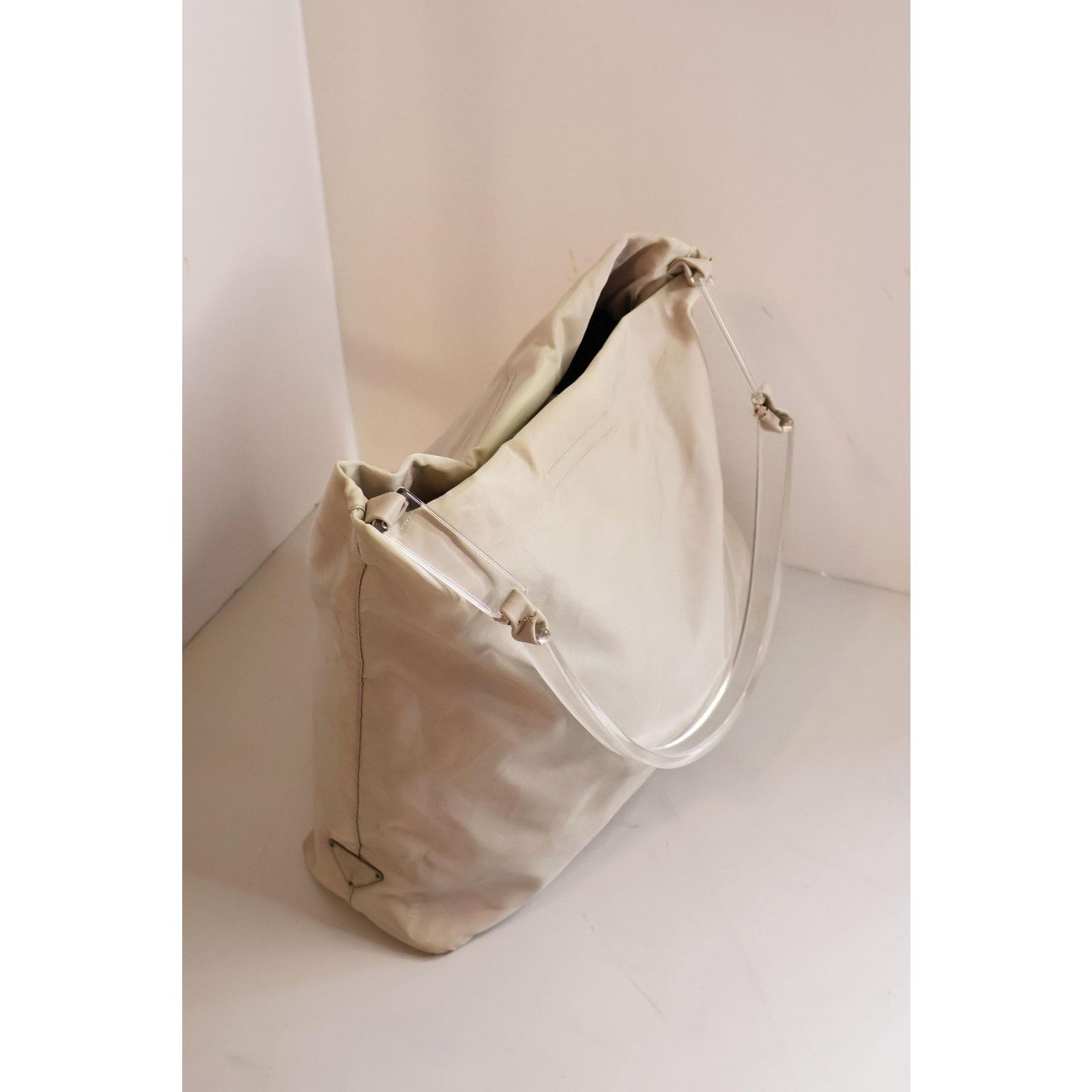Prada Vintage PRADA White Nylon + Lucite Handle Hobo Bag Size ONE SIZE - 5 Thumbnail