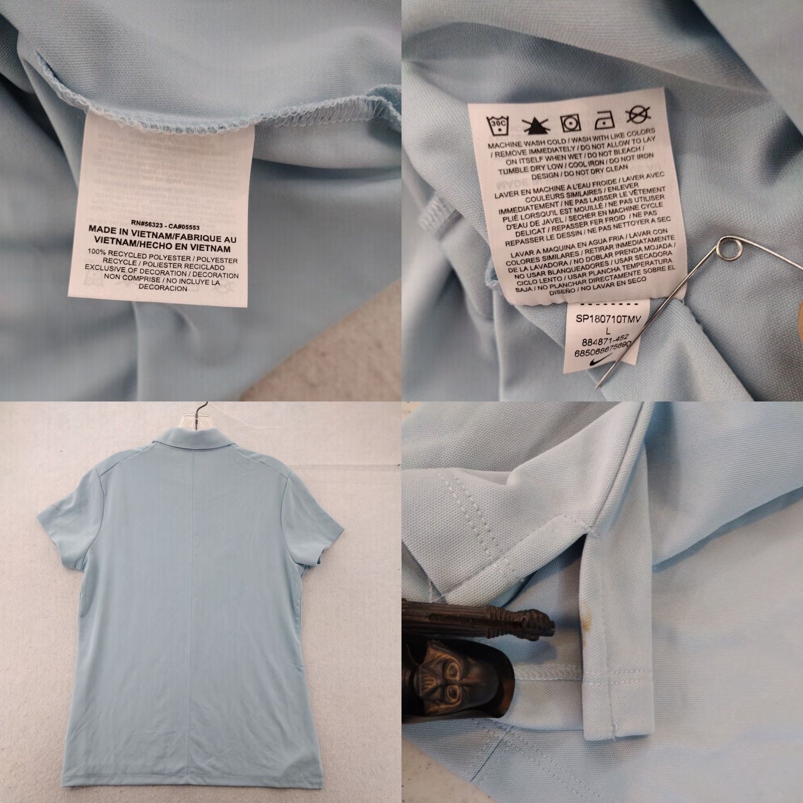 Nike Nike Shirt Womens Large Blue Dri-Fit Short Sleeve Polo Size L / US 10 / IT 46 - 8 Thumbnail