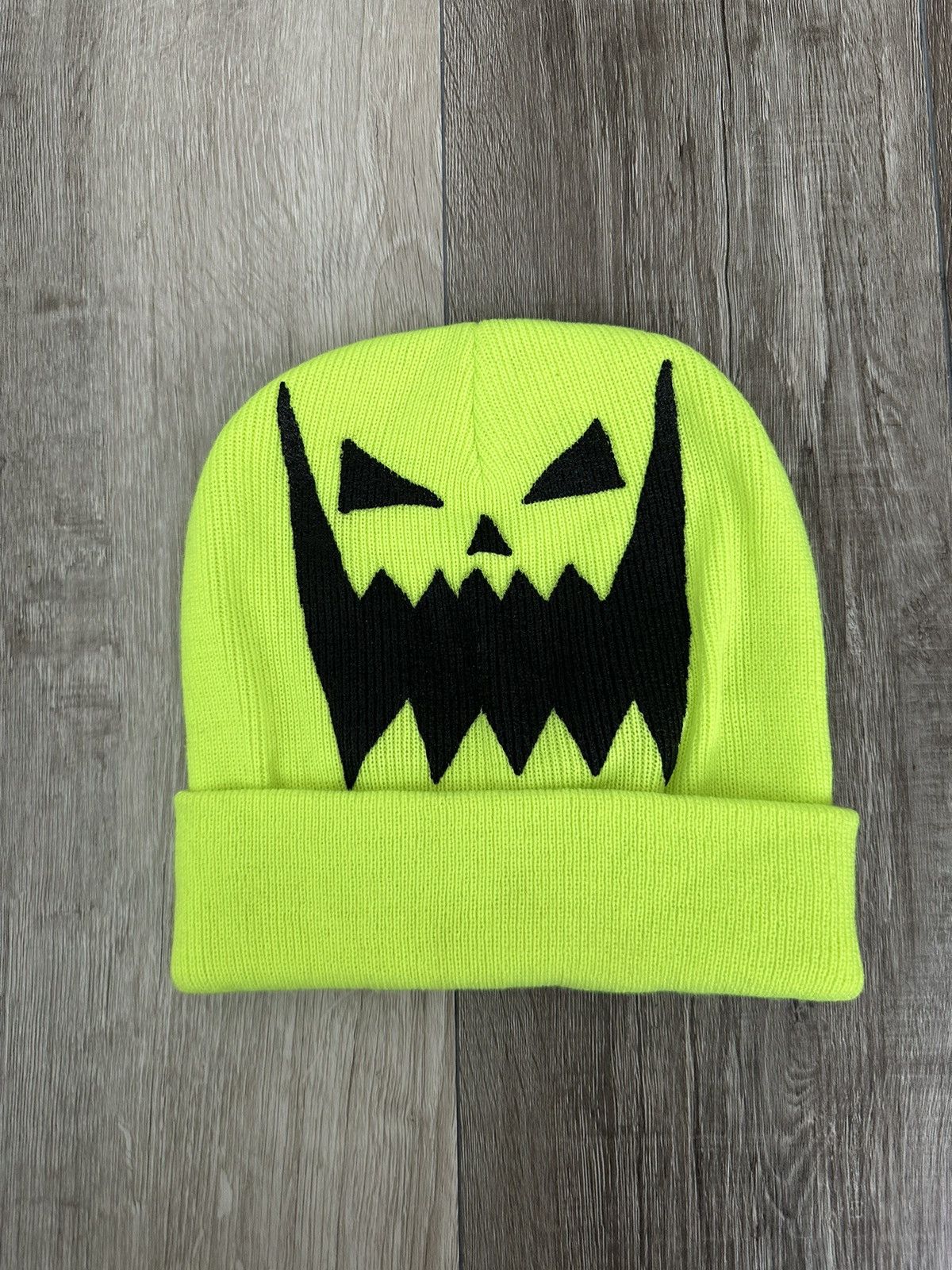 image of Asspizza Neon Green Pumpkin 2021 Rib Knit Beanie 730, Men's